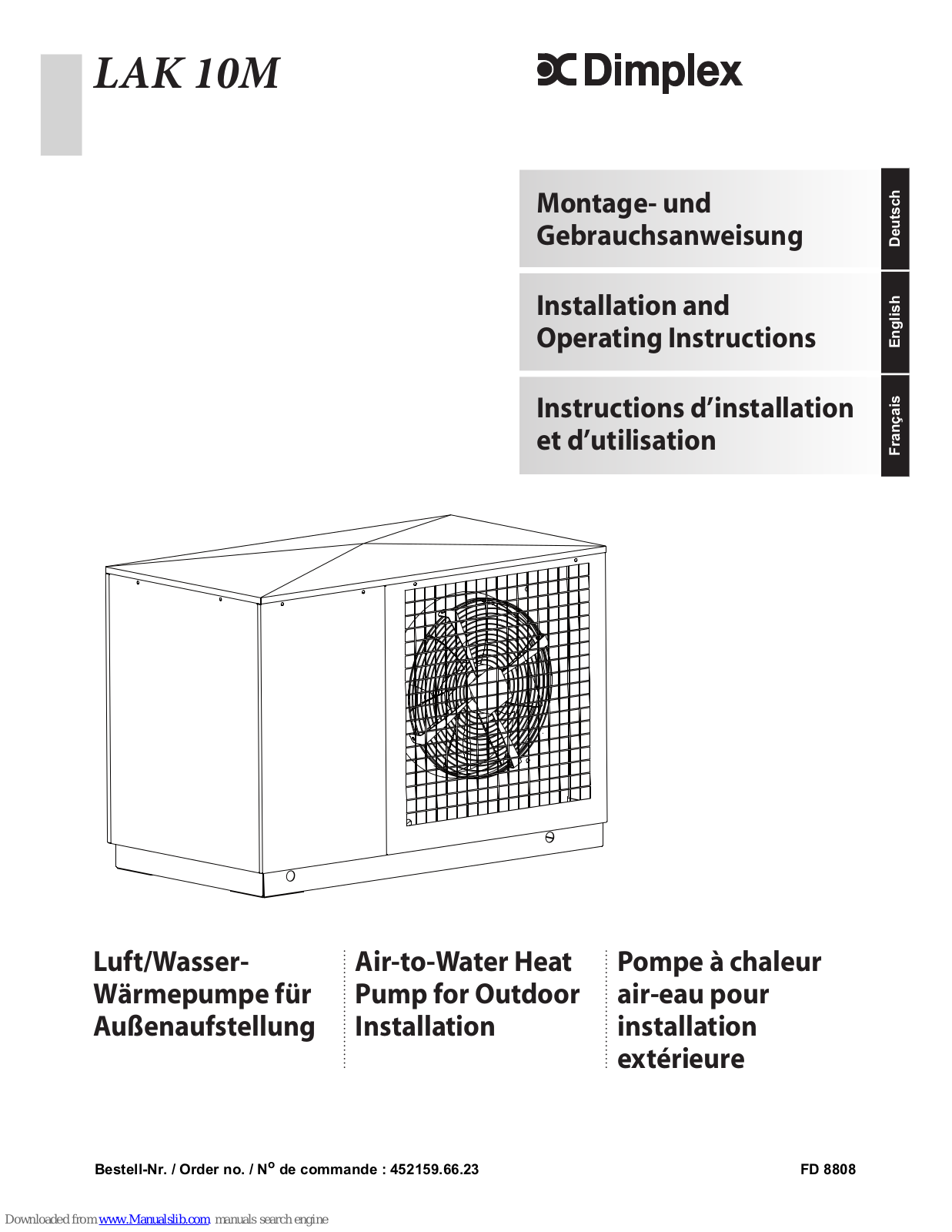 Dimplex LAK 10M Installation And Operating Instructions Manual