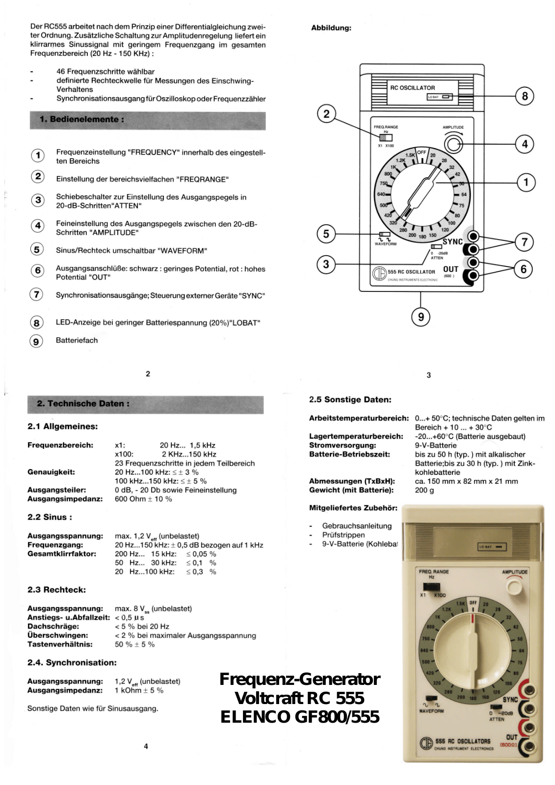 Voltcraft RC 555 User Manual