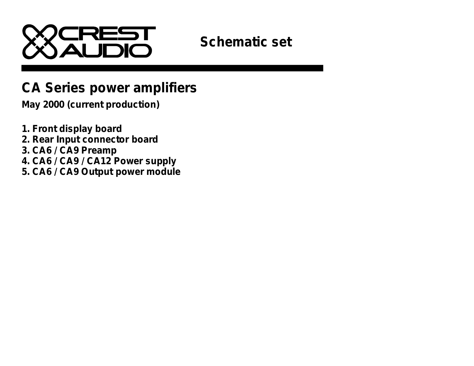 Crest Audio CA-12 Schematic