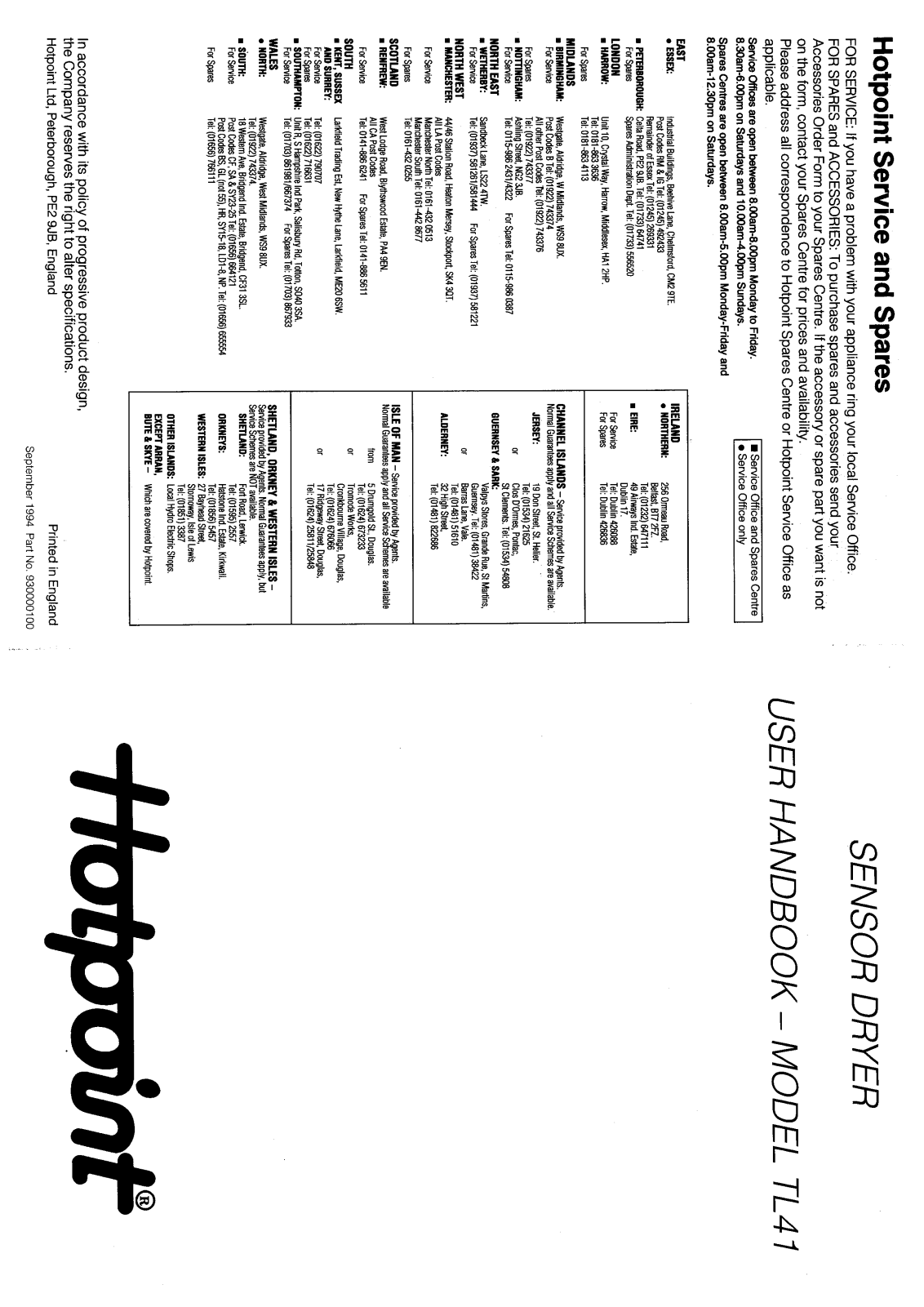 Hotpoint-Ariston HBTL41 User Manual