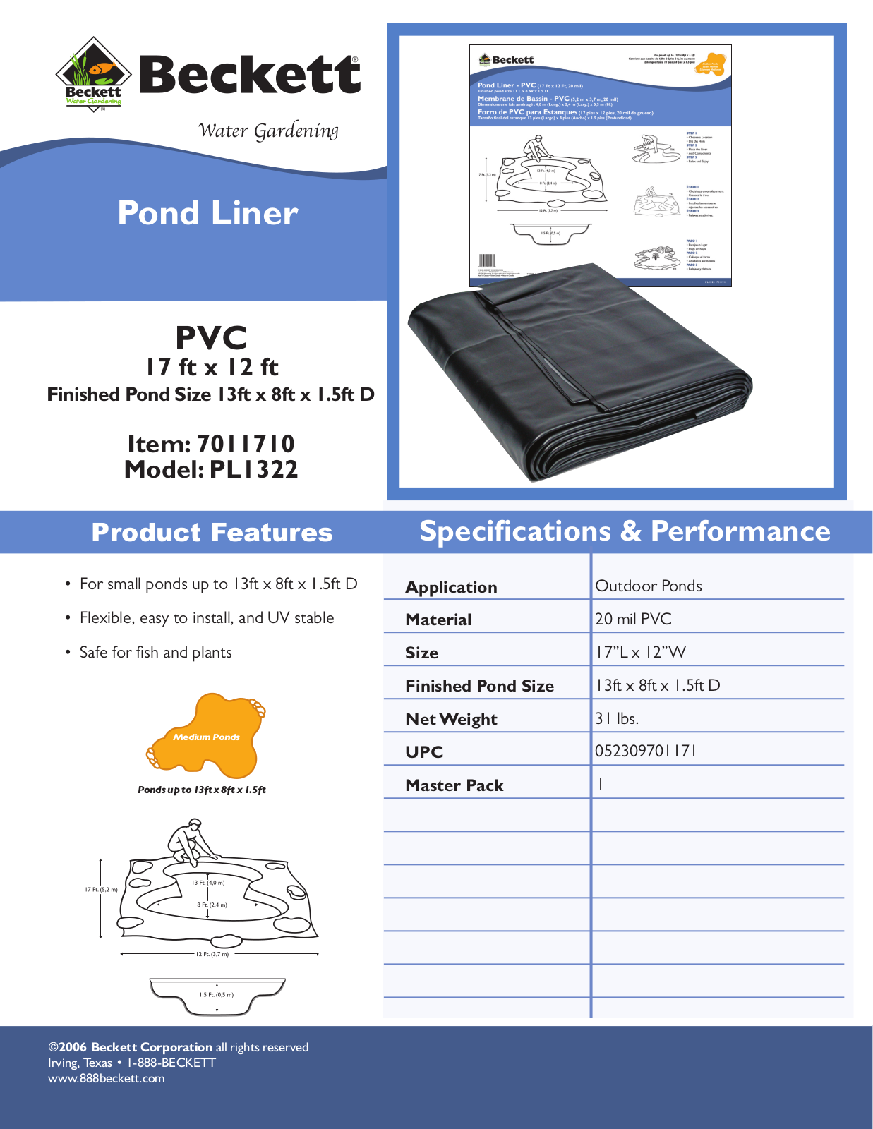 Beckett Water Gardening PL1322 User Manual