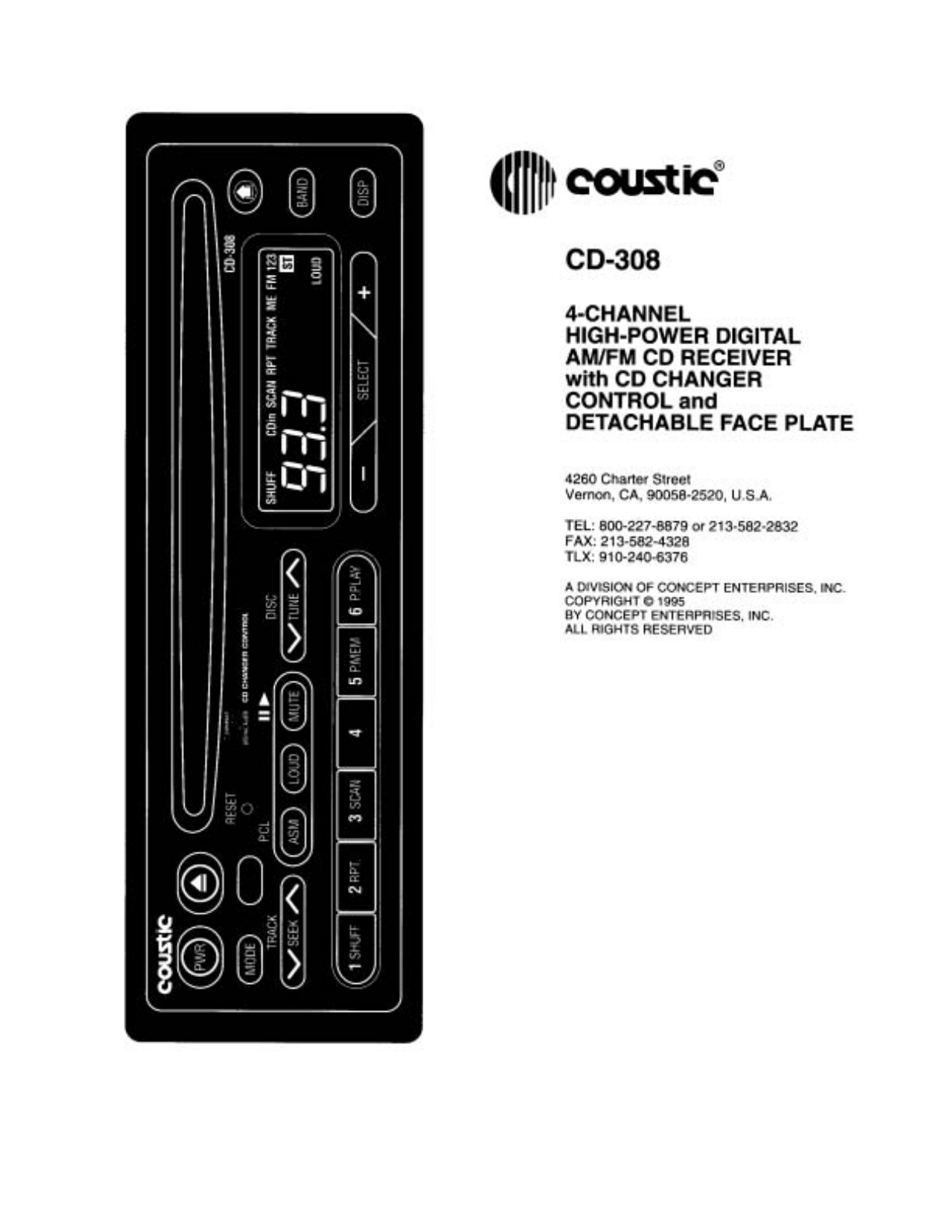 Coustic CD-308 Instruction Manual