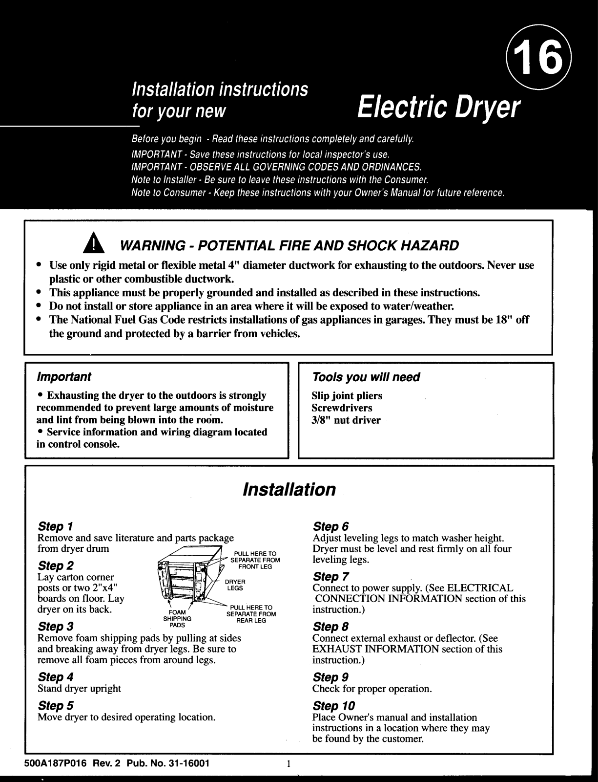 Fisher Paykel DE70FA1, DE60FA2US Installation