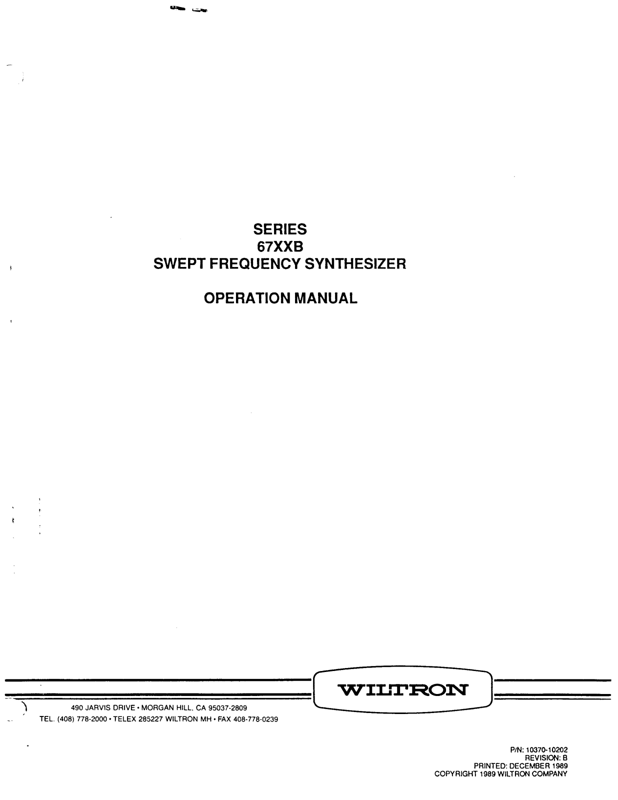 Wiltron 67xxb schematic - ManualMachine.com