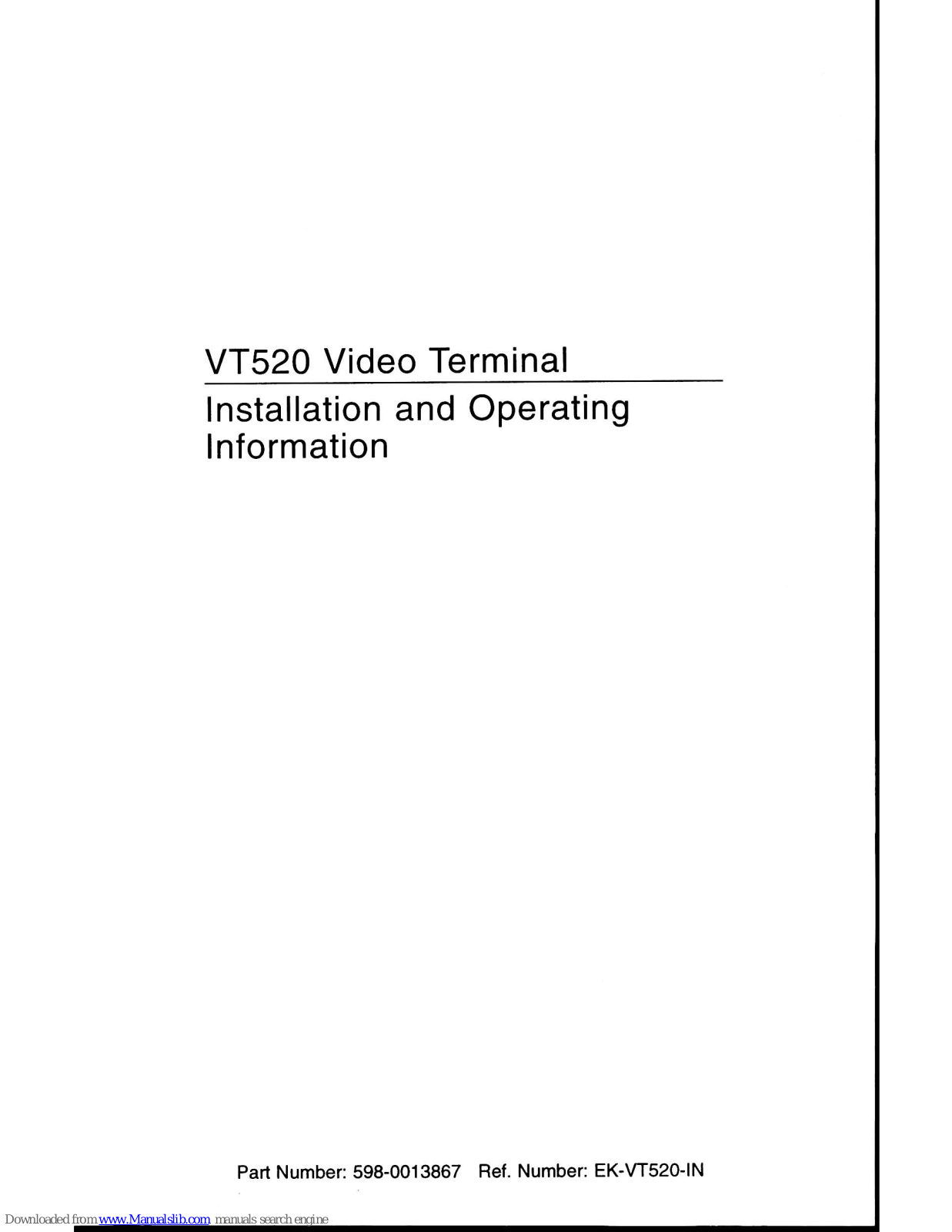 Boundless VT520 Installation And Operating Information - ManualMachine.com