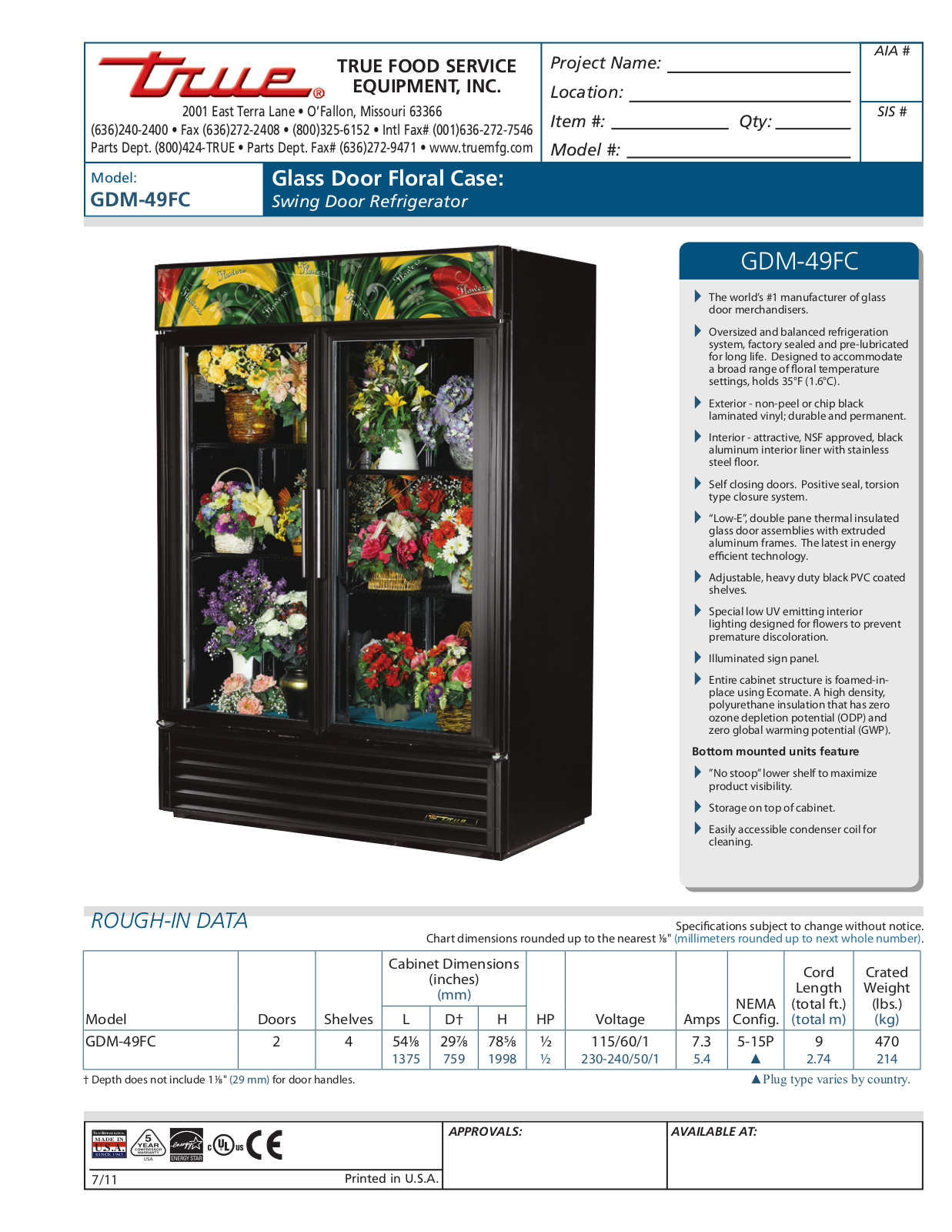 True GDM-49FC User Manual