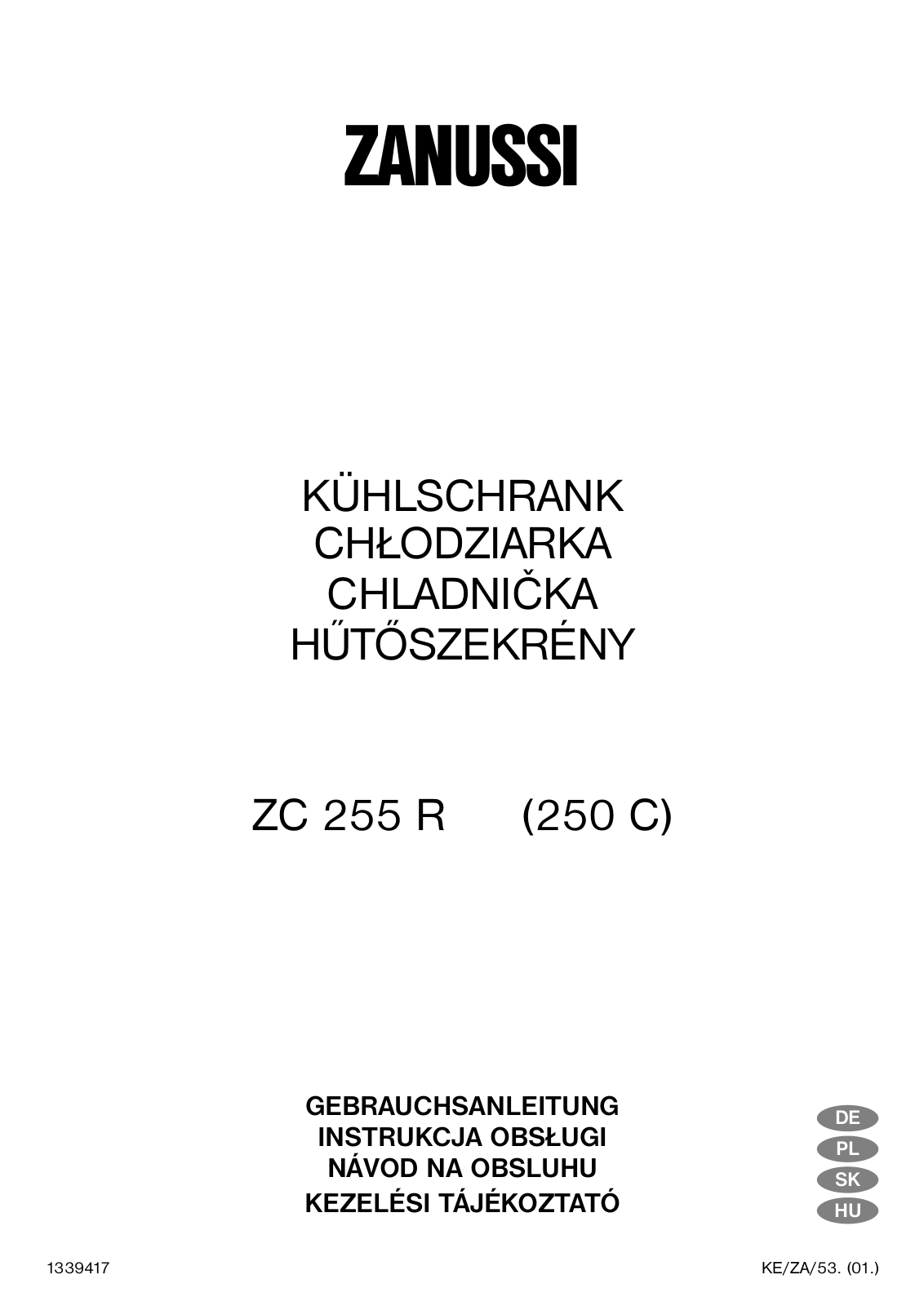 Zanussi ZC 255 R User Manual