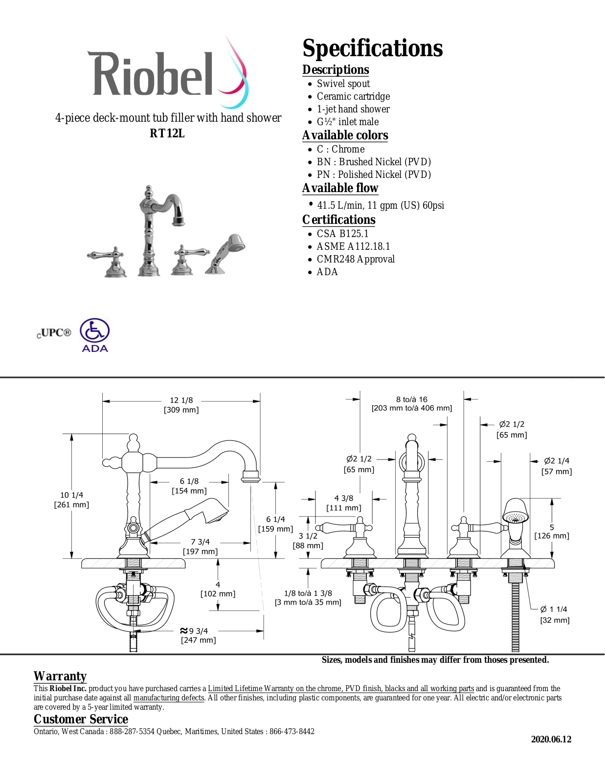 Riobel RT12LBN Specifications - ManualMachine.com