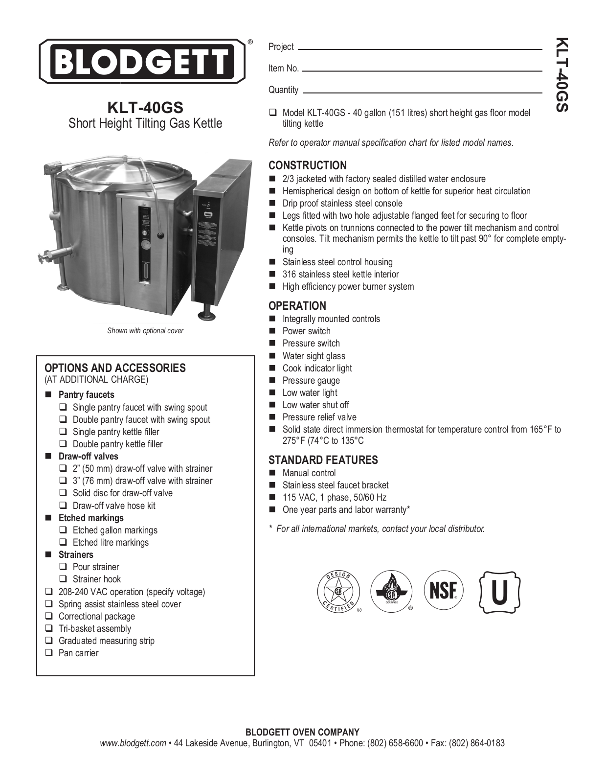 Blodgett KLT-40GS User Manual