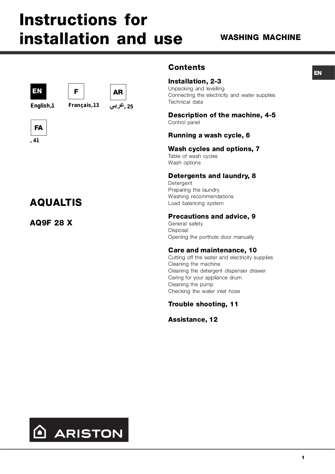 Hotpoint AQ9F 28 X User Manual