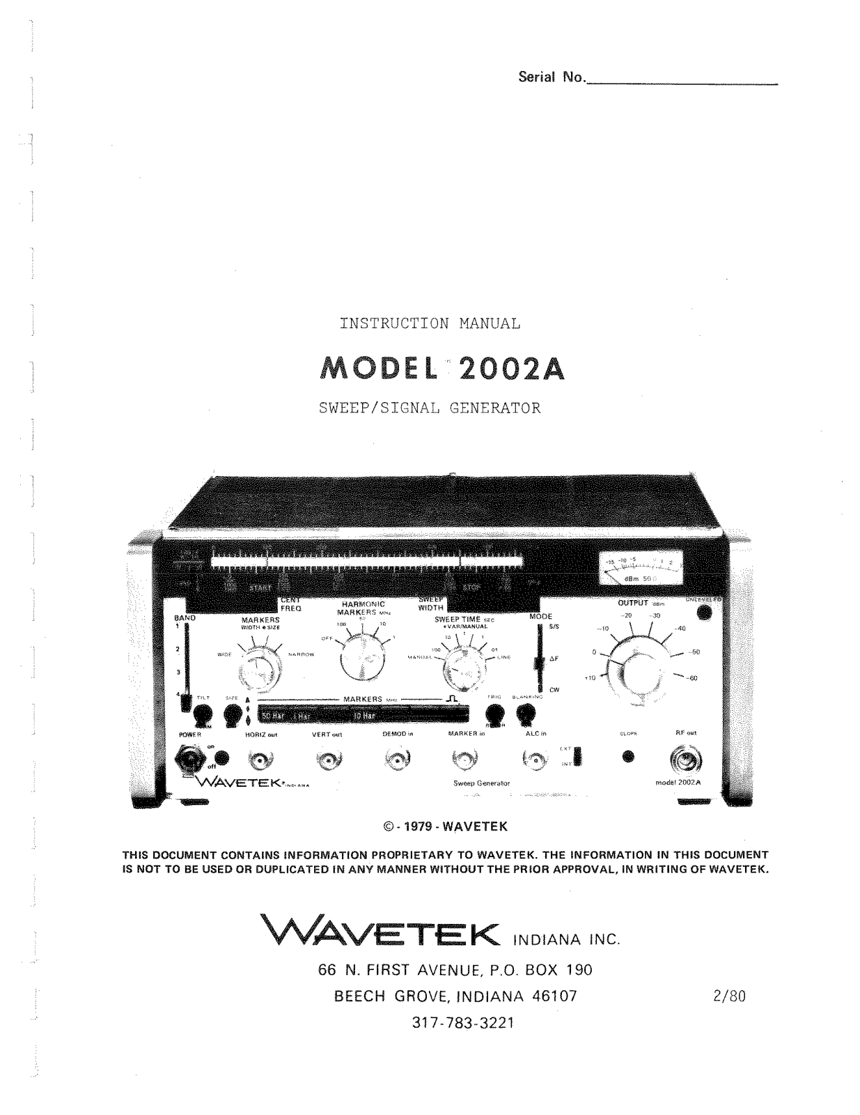 Wavetek 2002A Service manual