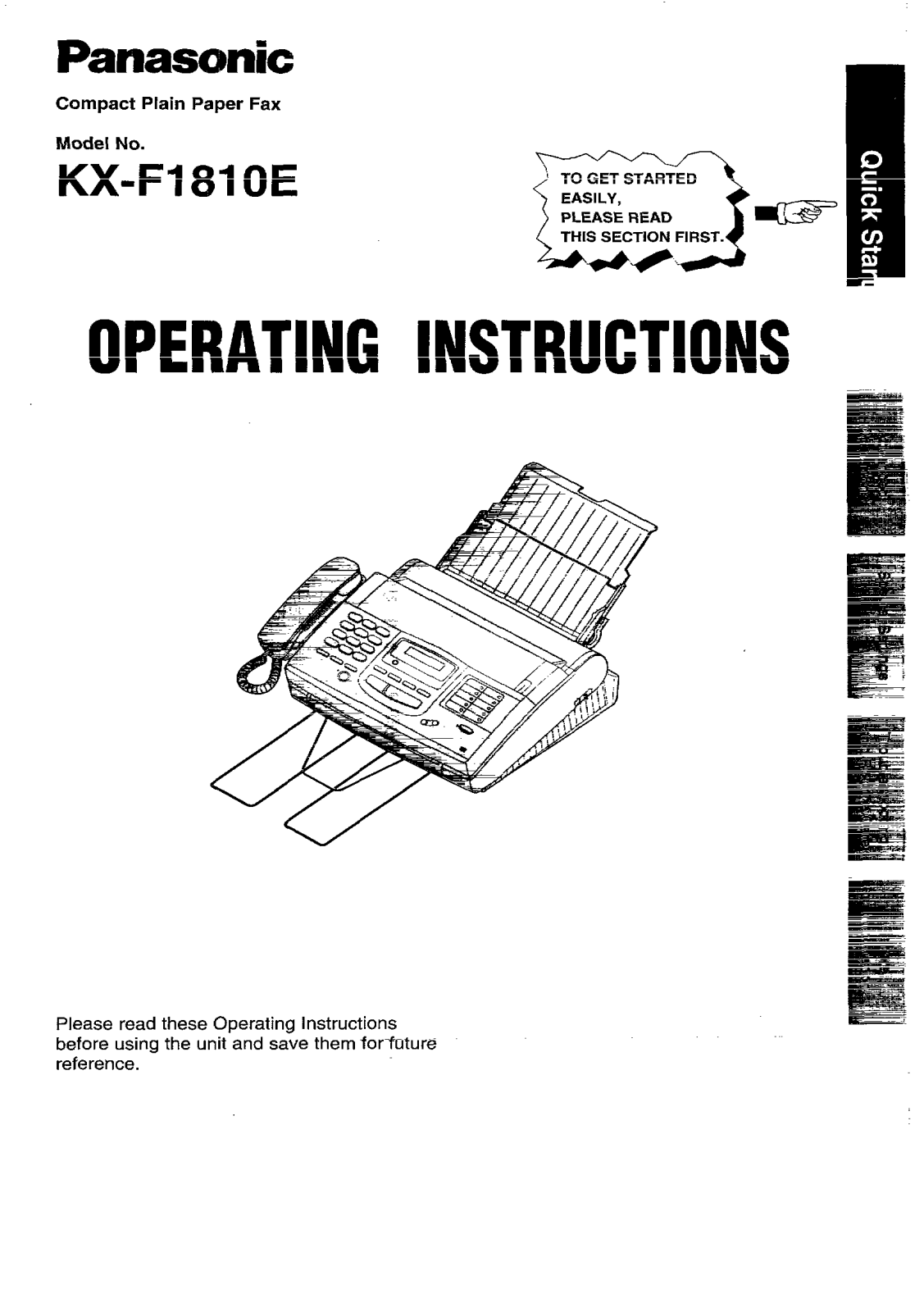 PANASONIC KXF1810E User Manual