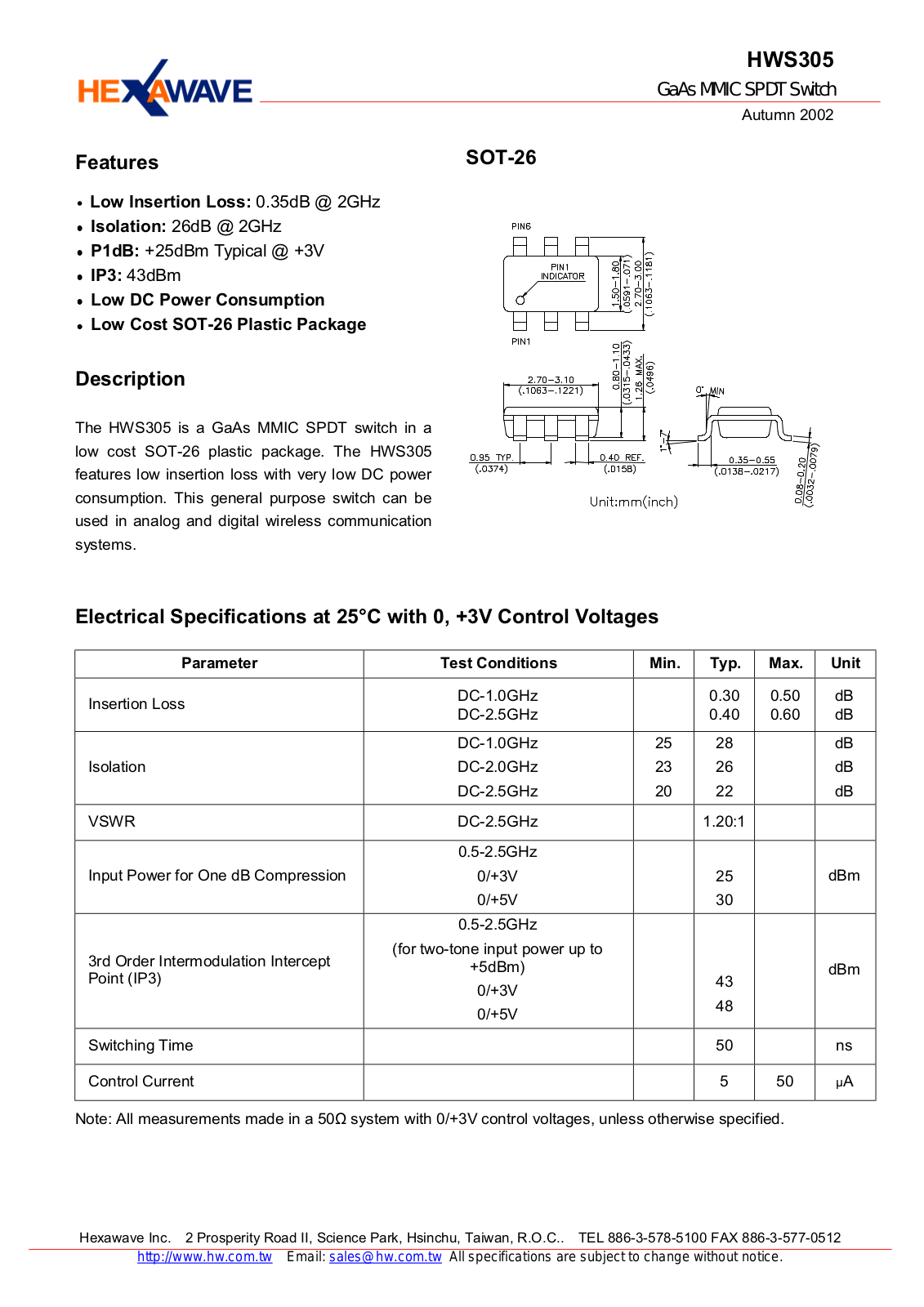 HWTW HWS305 Datasheet