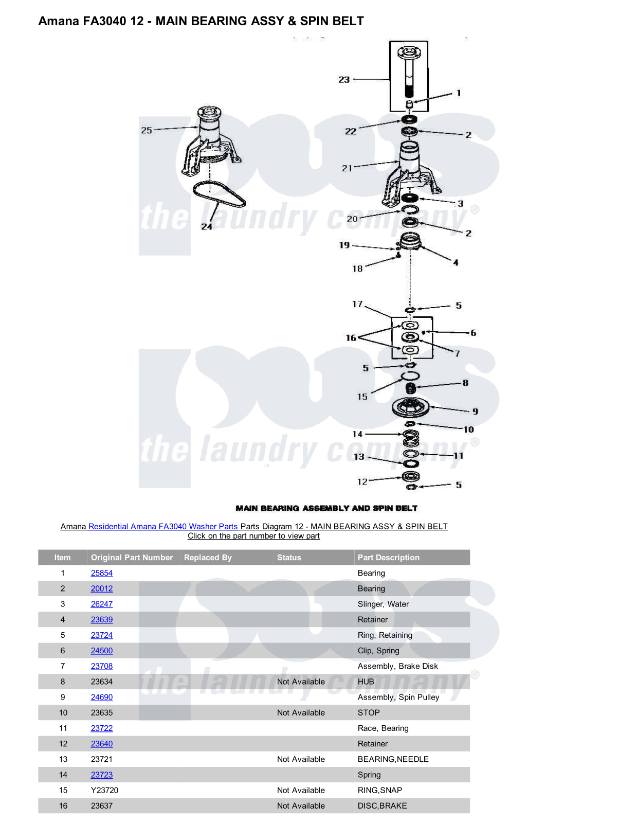 Amana FA3040 Parts Diagram