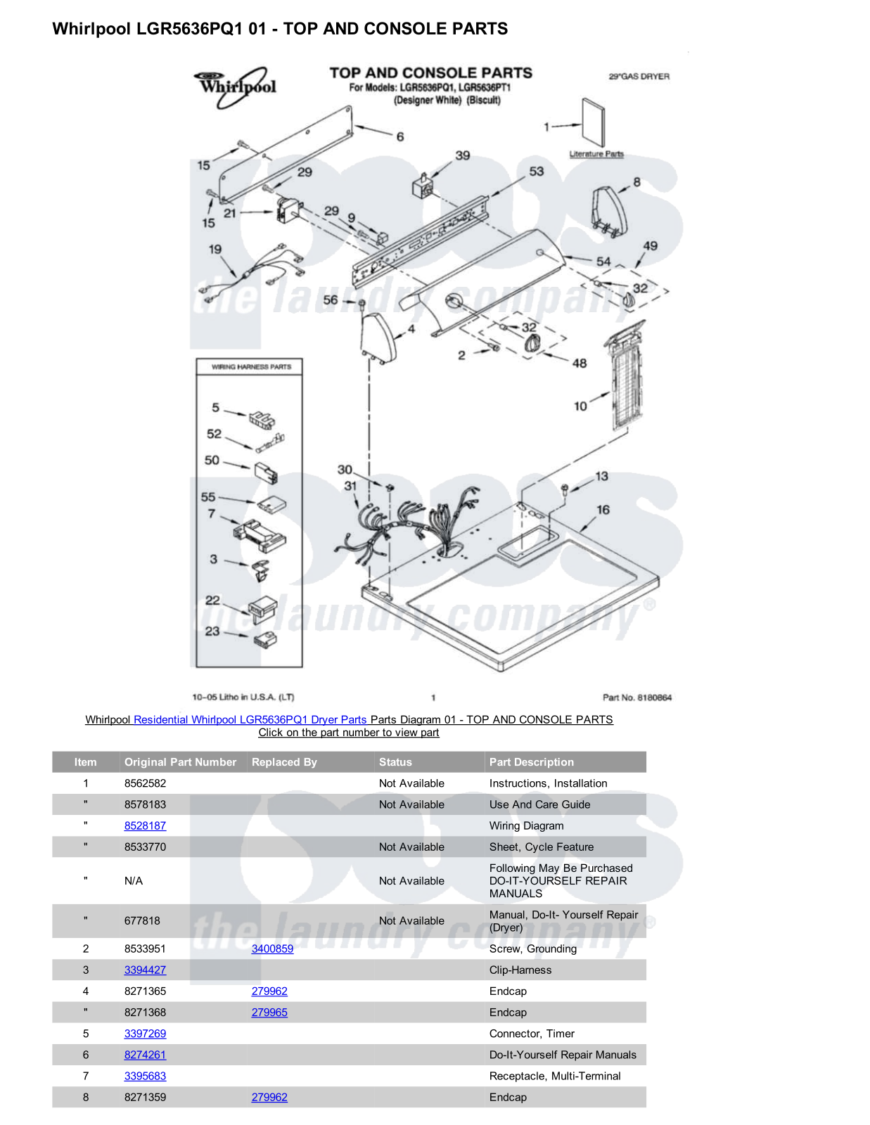 Whirlpool LGR5636PQ1 Parts Diagram