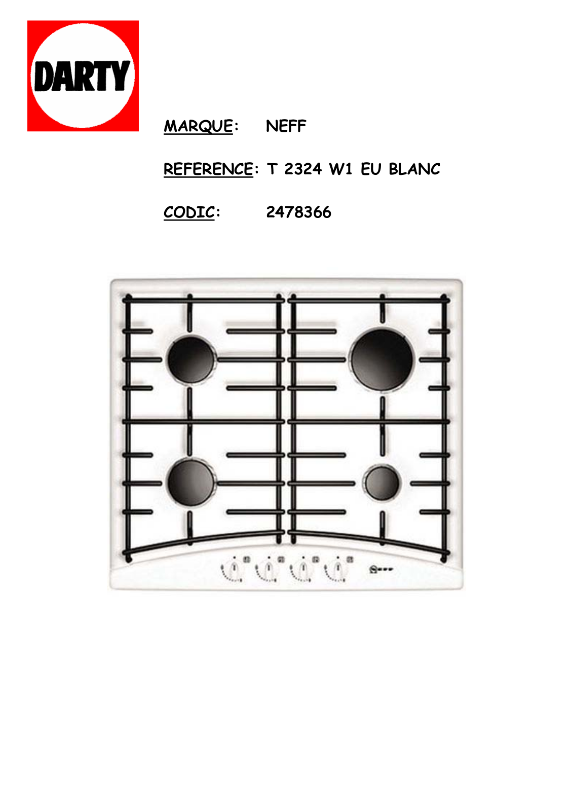 NEFF T2324W1EU, T2324S1EU, T2324, T2324N1EU User Manual