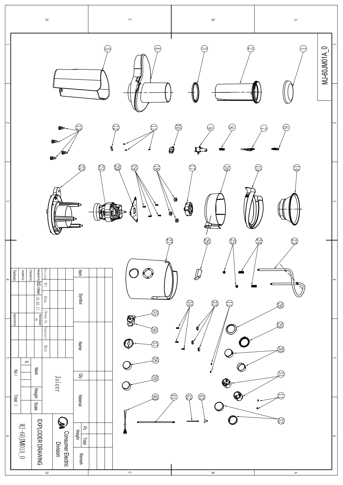 Vitek MJ-60JM01A exploded drawing