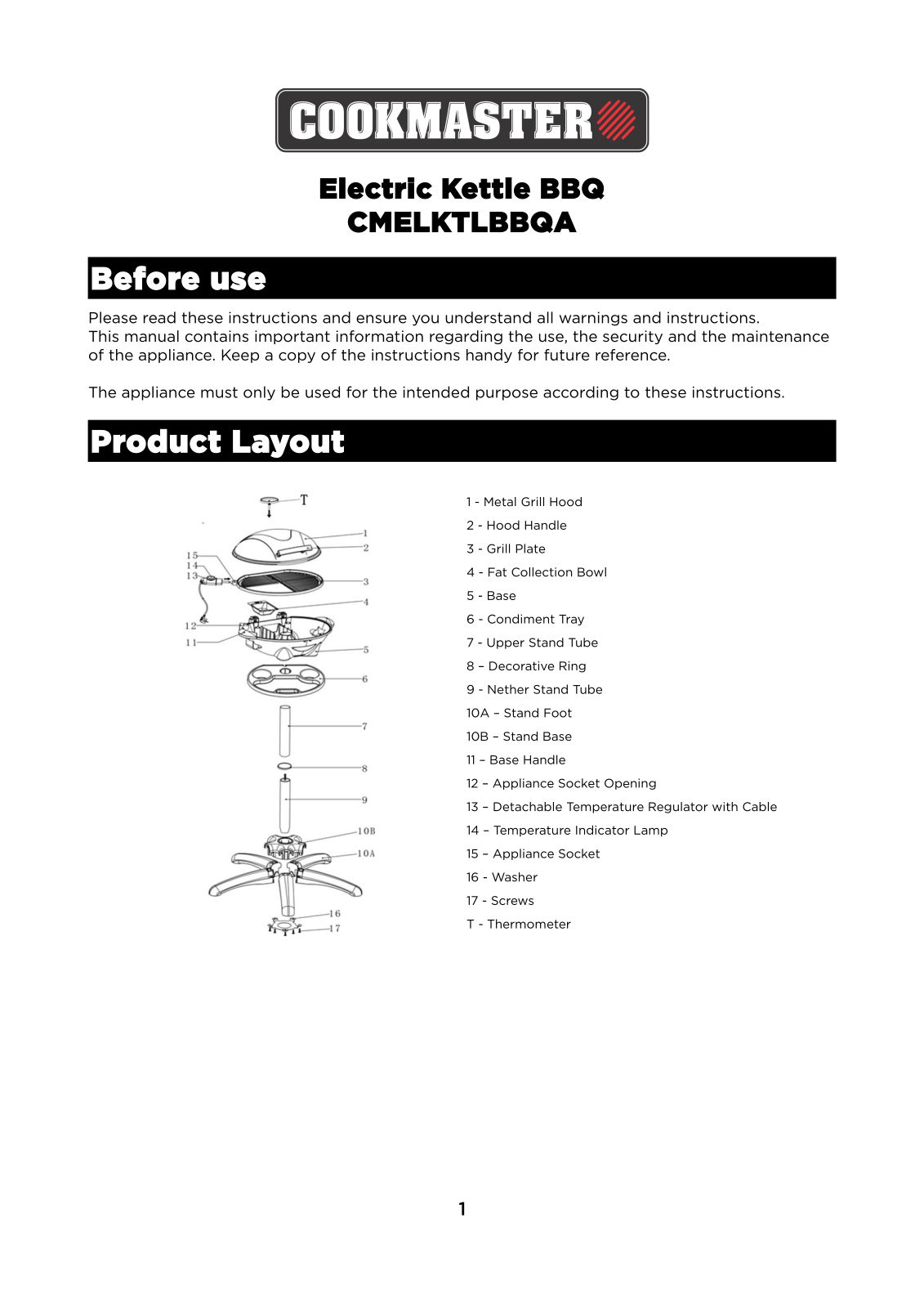 Cookmaster Cmelktlbbqa User Manual