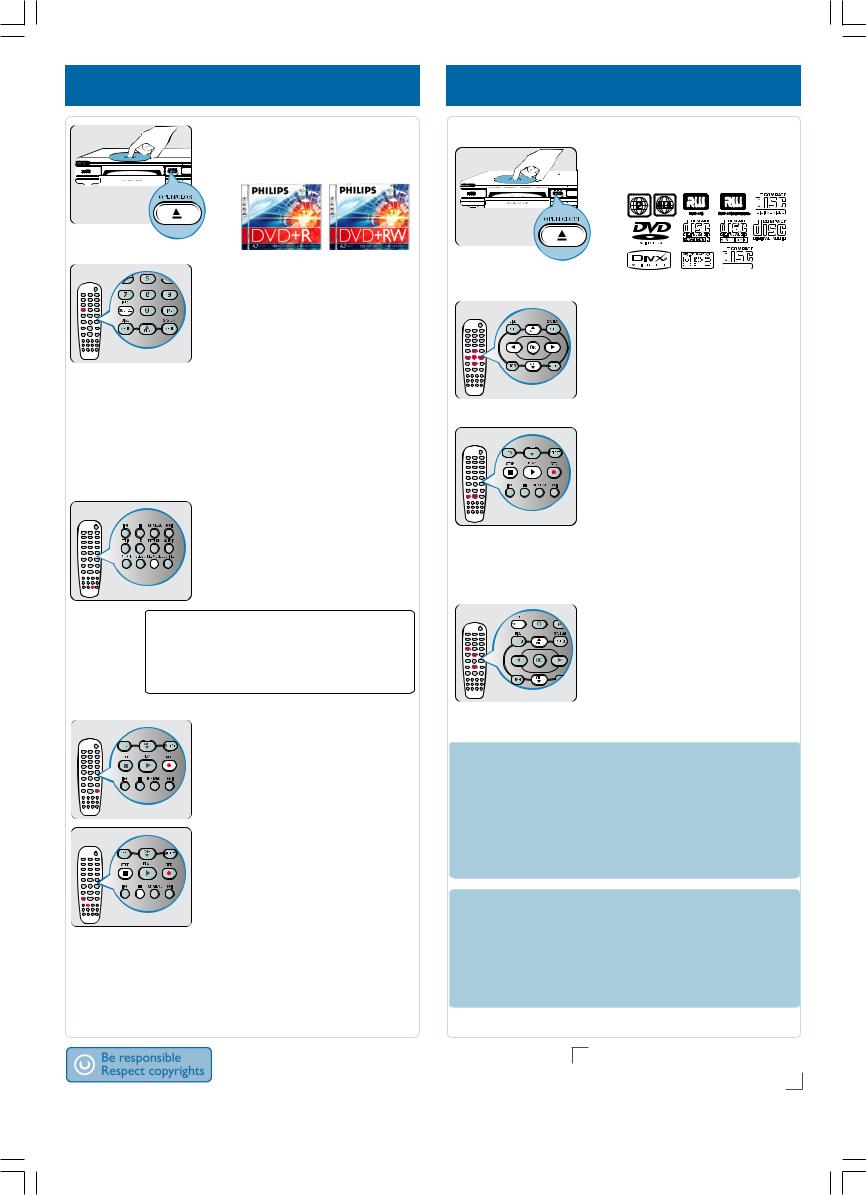 Philips DVDR3365 Getting Started Guide