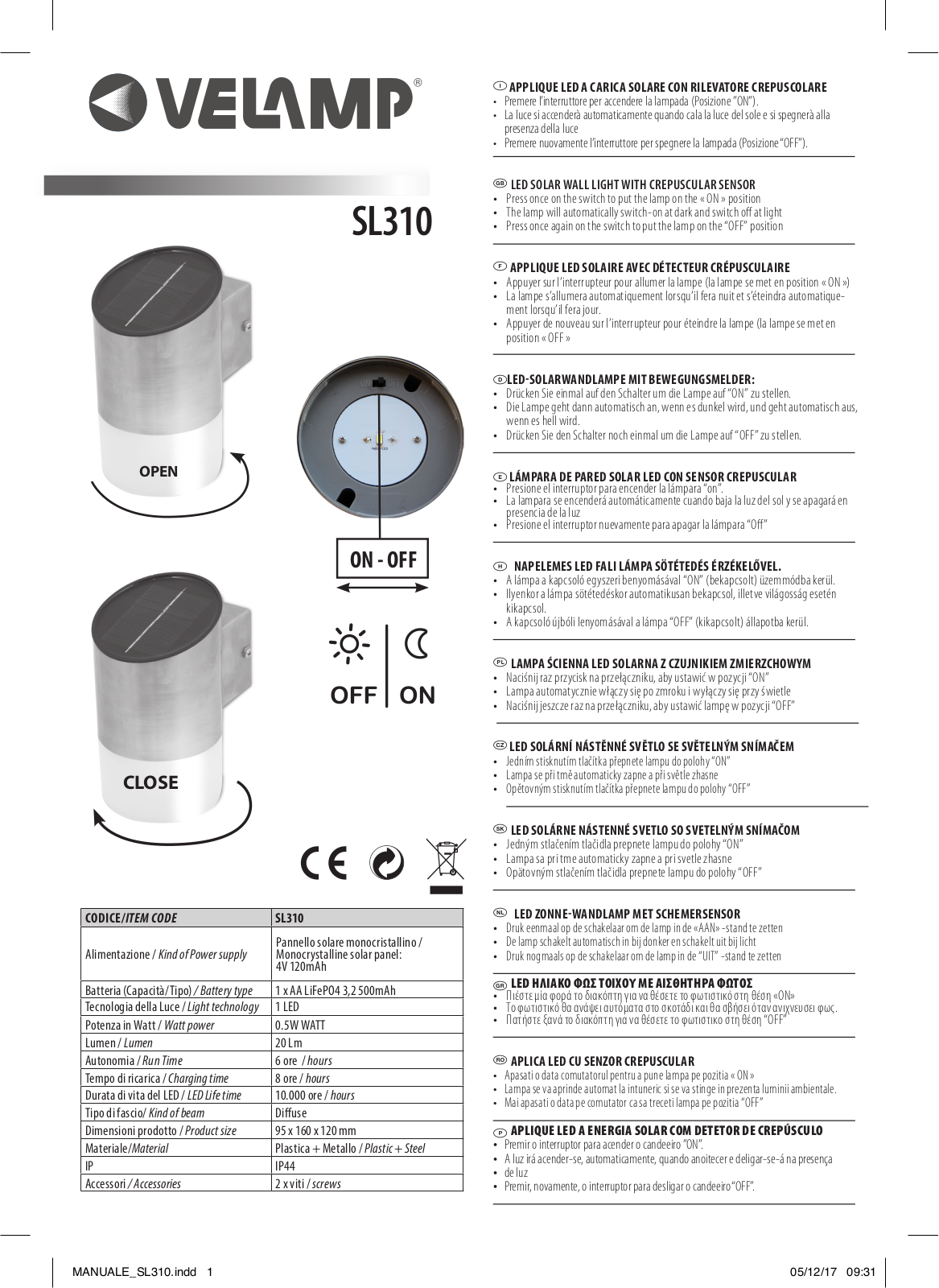 Velamp SL310 User Manual - ManualMachine.com