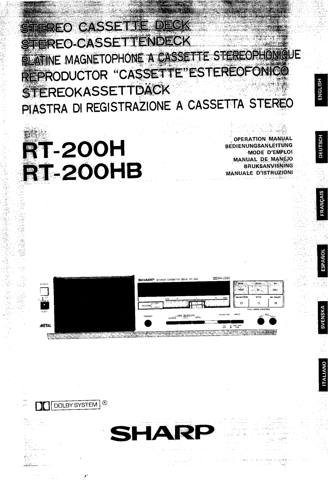 Sharp RT-200HB, RT-200H User Manual