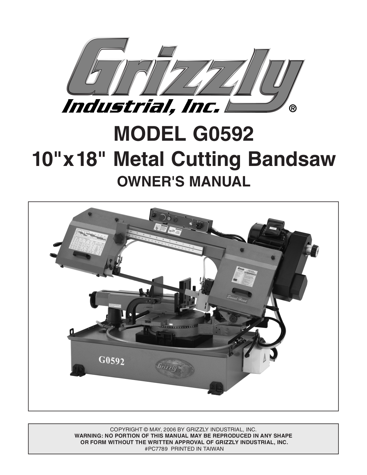 Grizzly G0592 User Manual