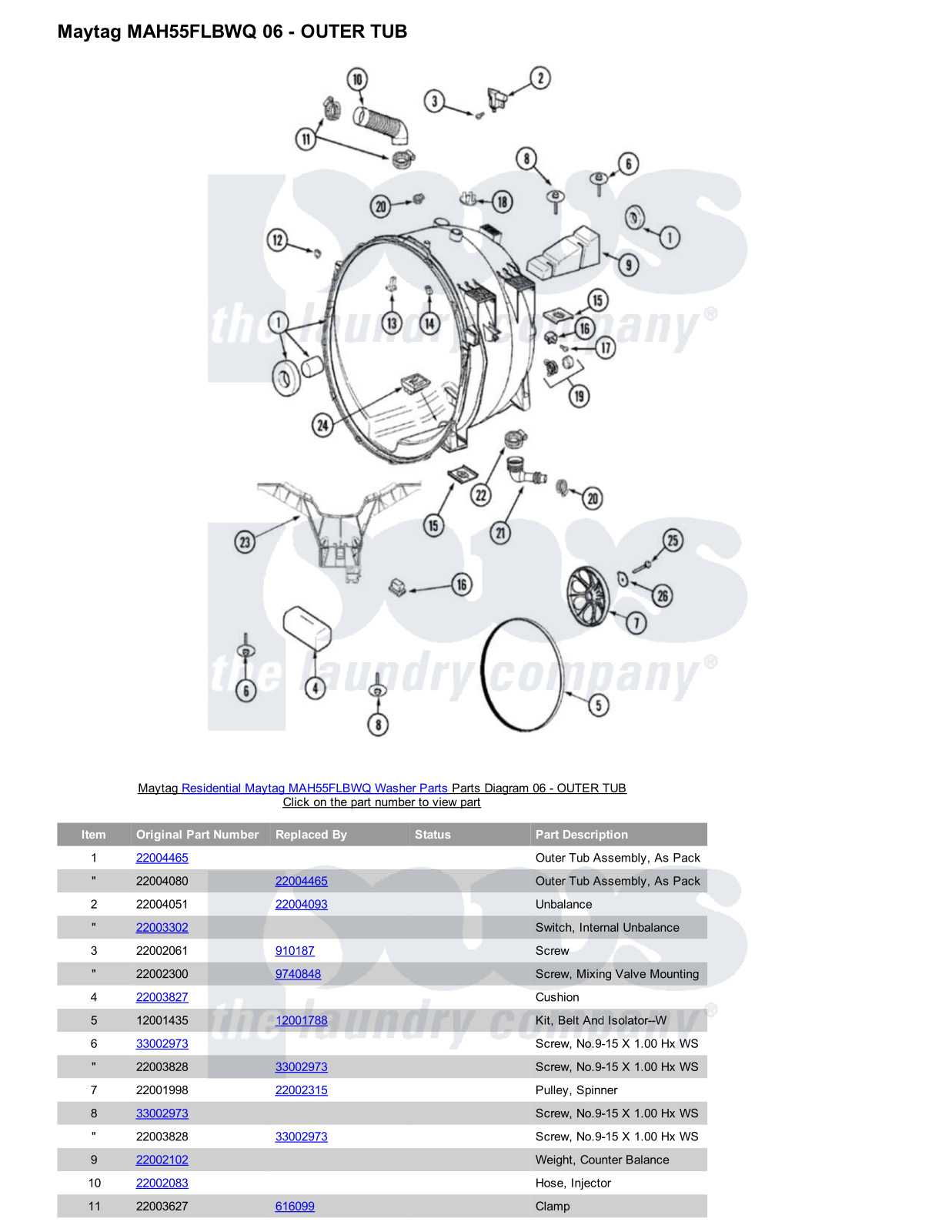 Maytag MAH55FLBWQ Parts Diagram