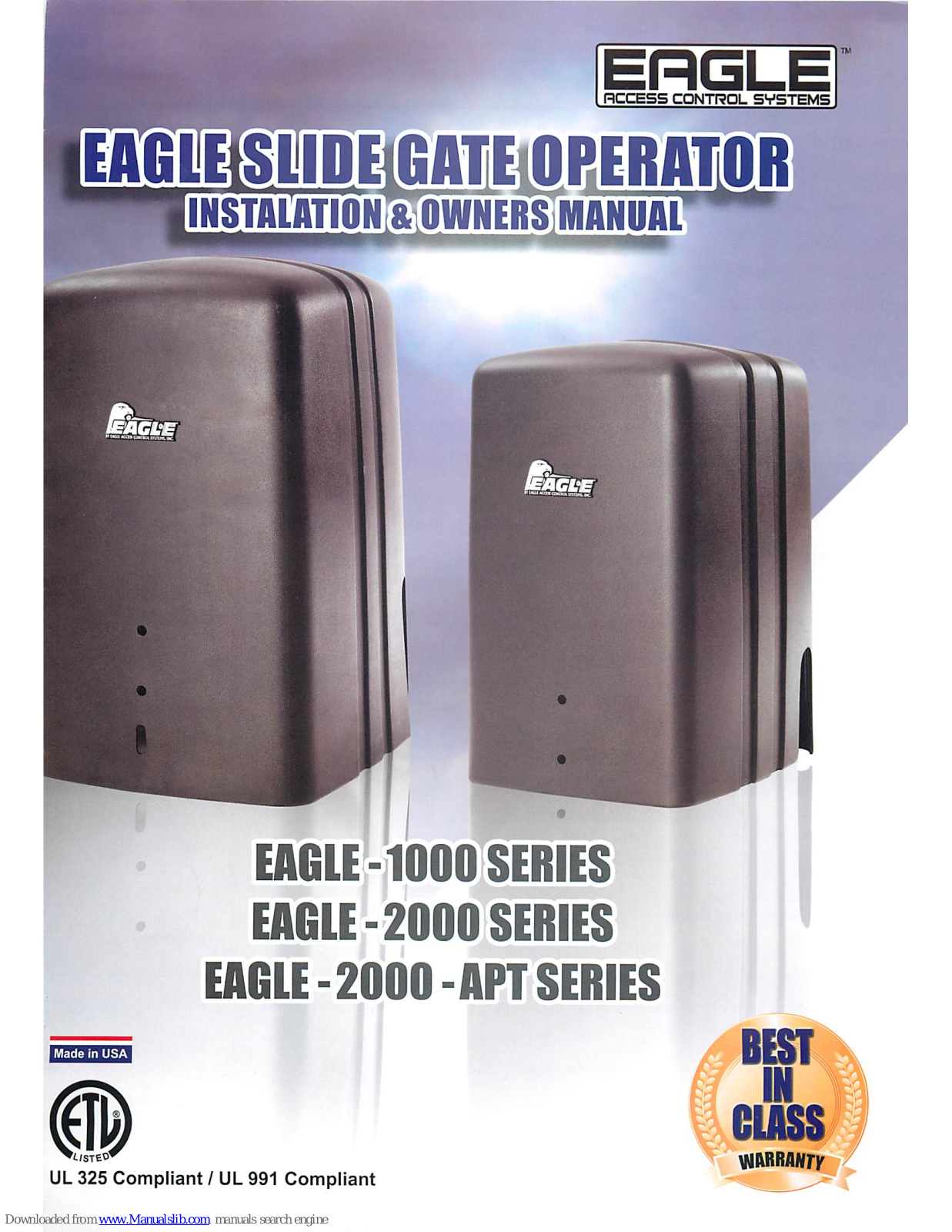 Eagle Access Control Systems 1000 series, 2000 series, 2000 APT series Owner's Manual