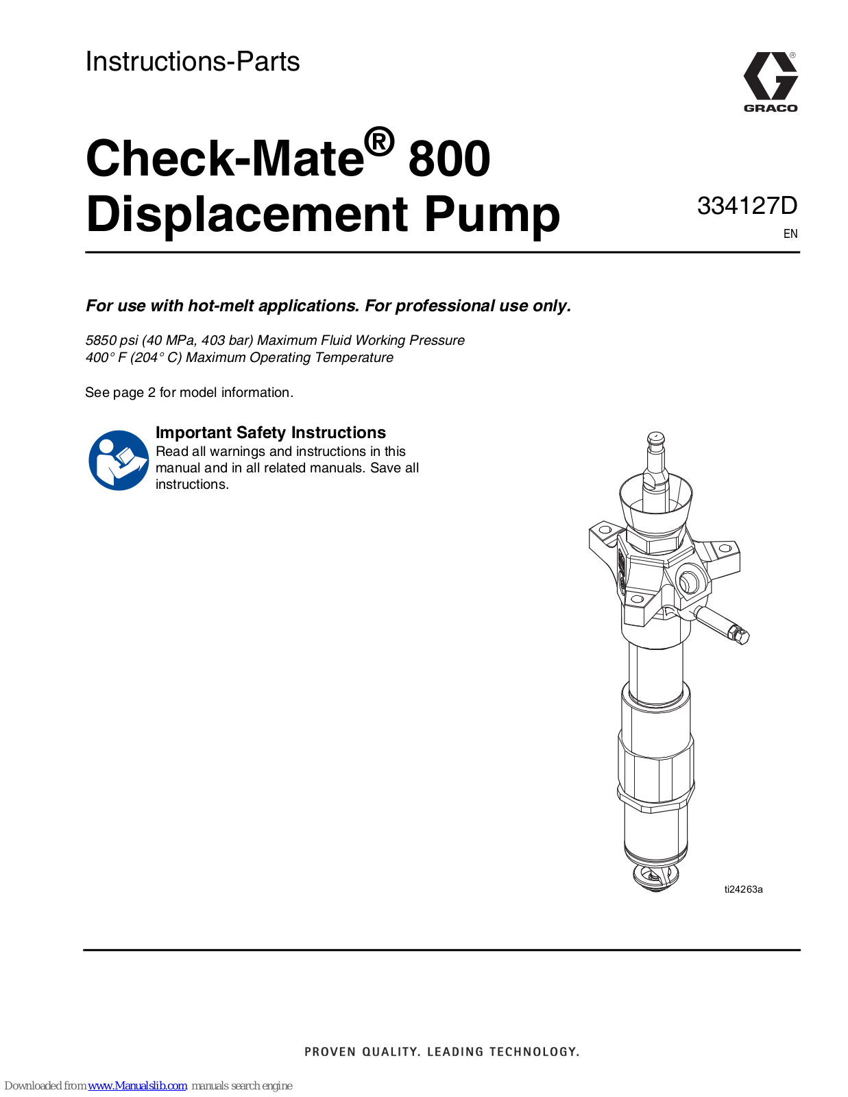 Graco Check-Mate 800 Instructions For Use Manual