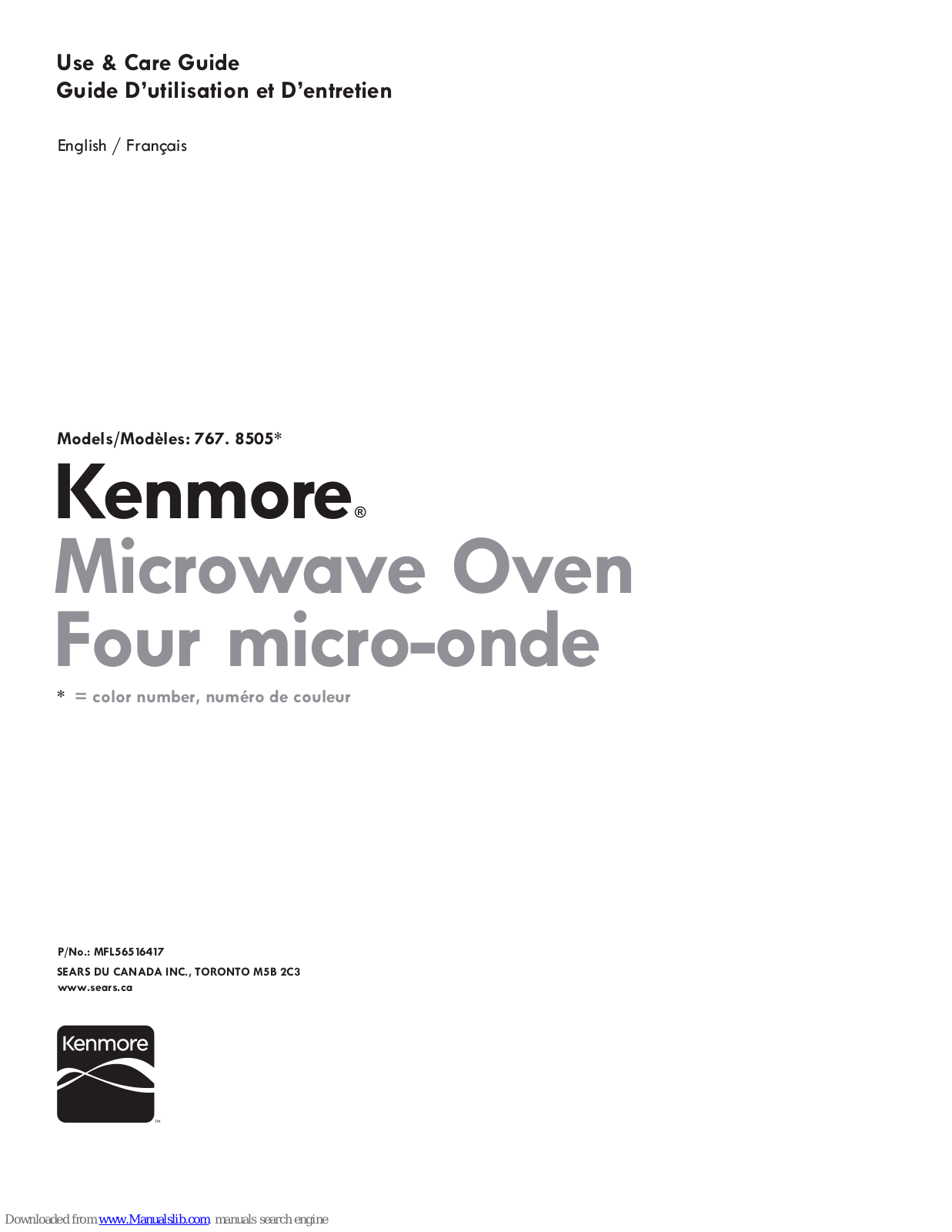 KENMORE 767. 8505 User Manual