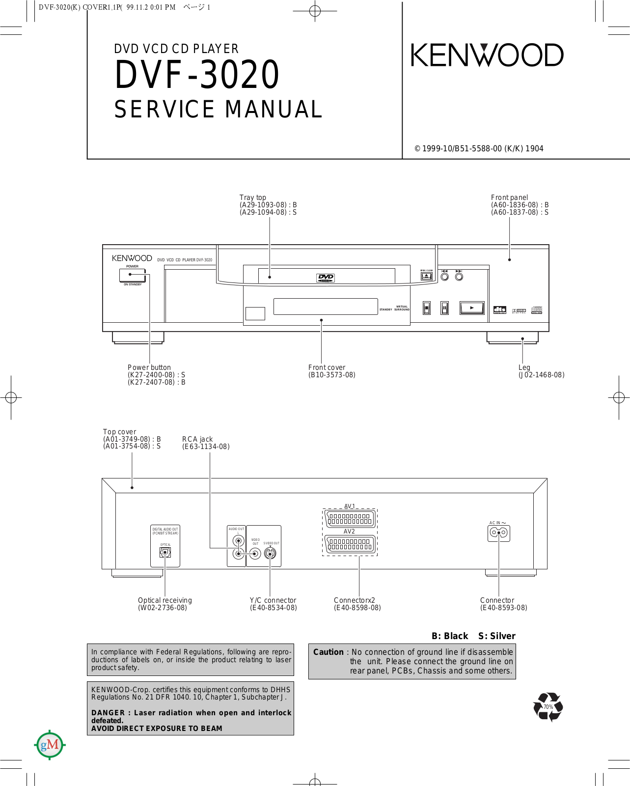 Kenwood DVF-3020 Service manual