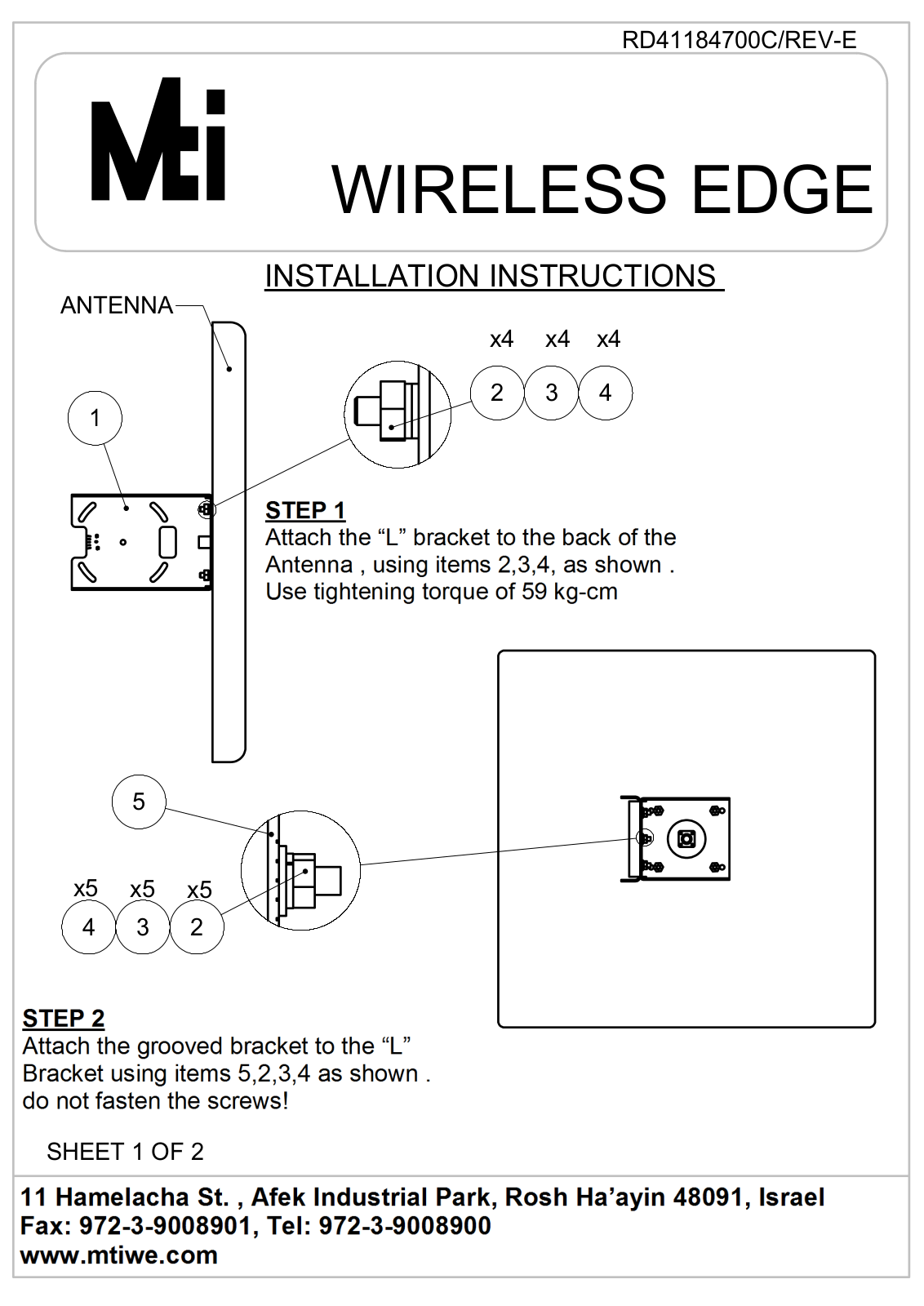 MTI MT-120019 User Manual