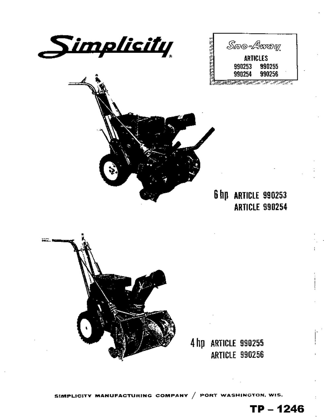 Simplicity 990256, 990254, 990255, 990253 User Manual