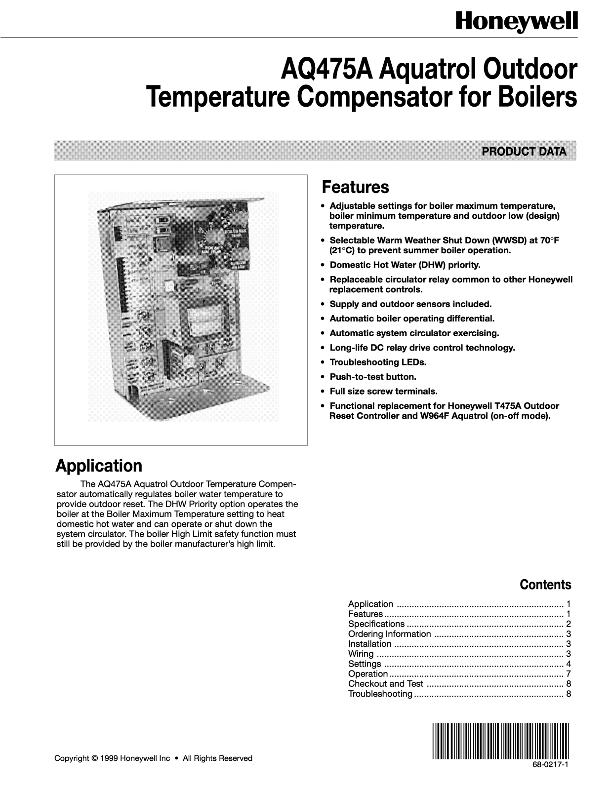 Honeywell aq475a User Manual