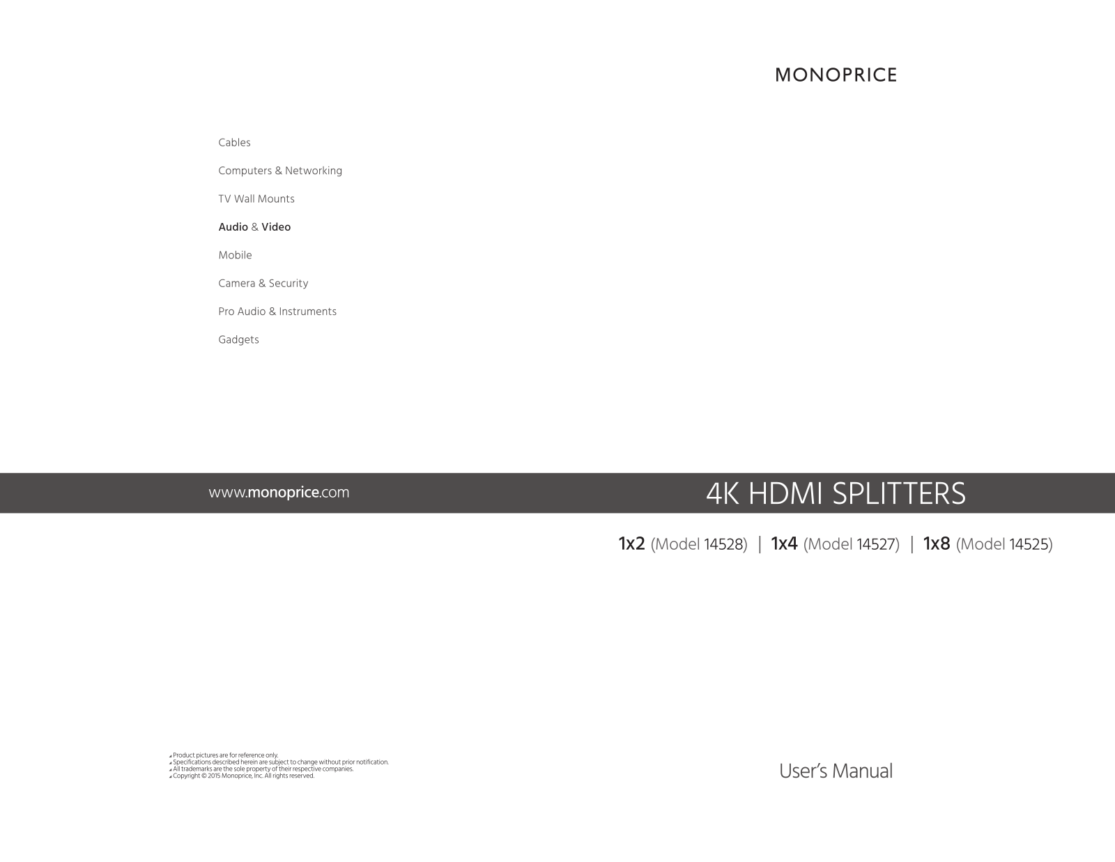 Monoprice 14528, 14527, 14525 User Manual