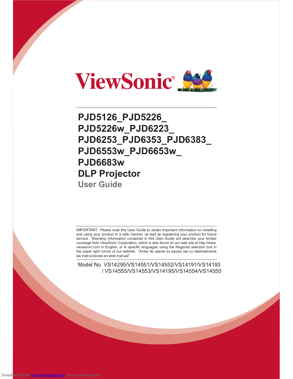 ViewSonic PJD6683ws, PJD5226, PJD5226w, PJD6223, PJD6253 User Manual