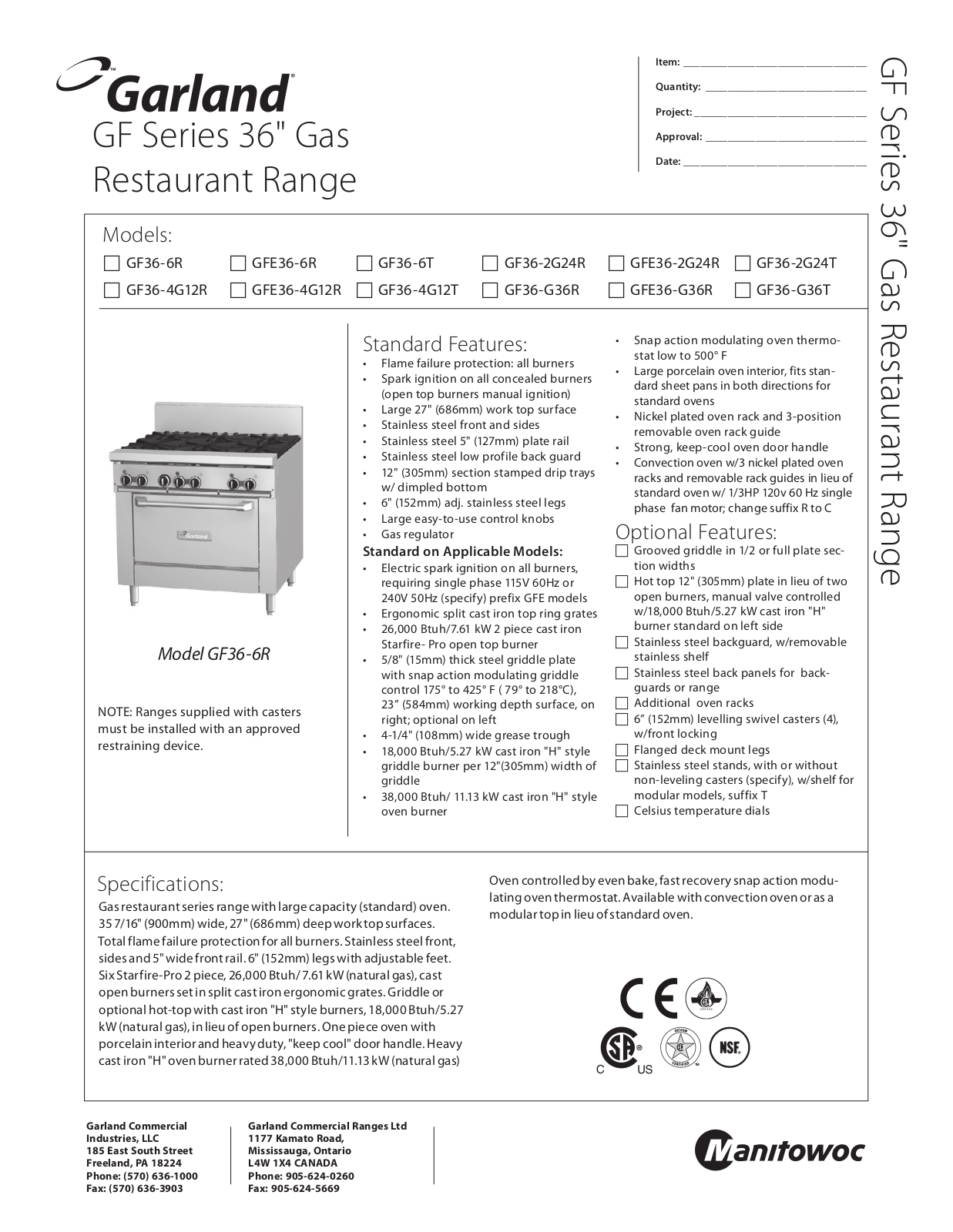 Garland GF36-2G24T User Manual