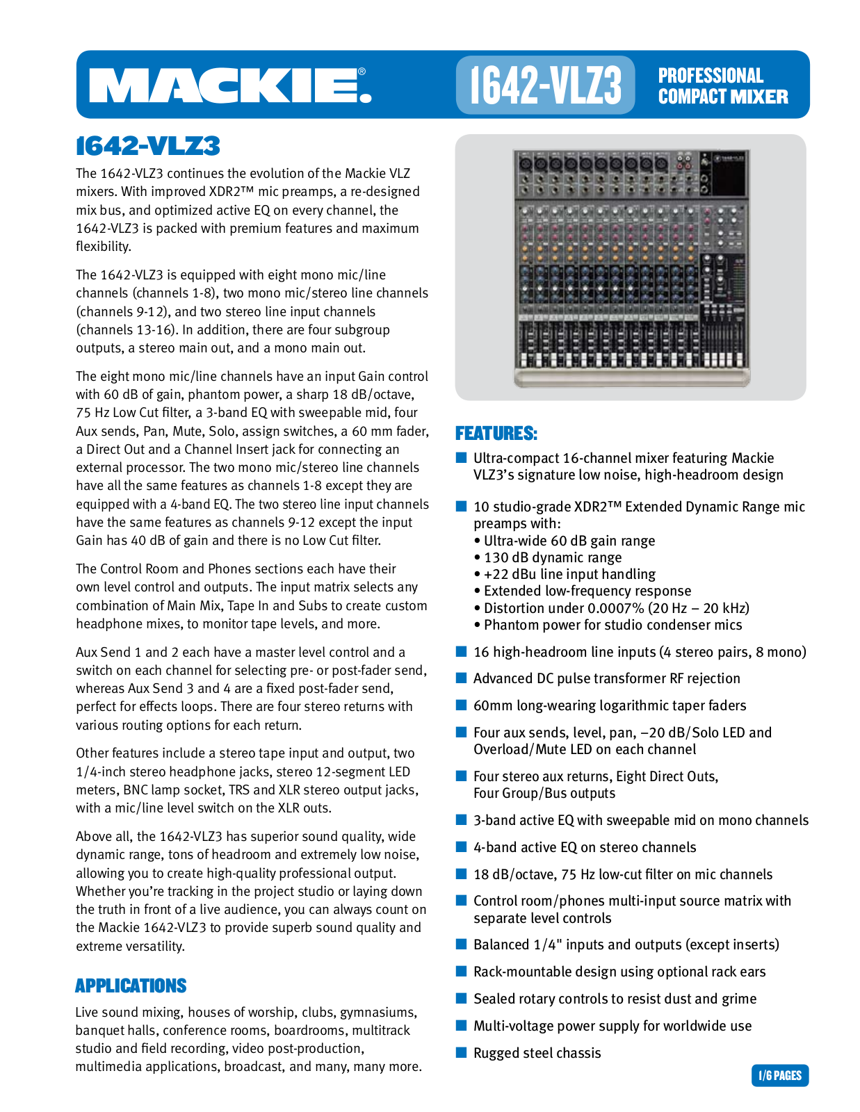 Mackie 1642-VLZ3 Owner's Manual