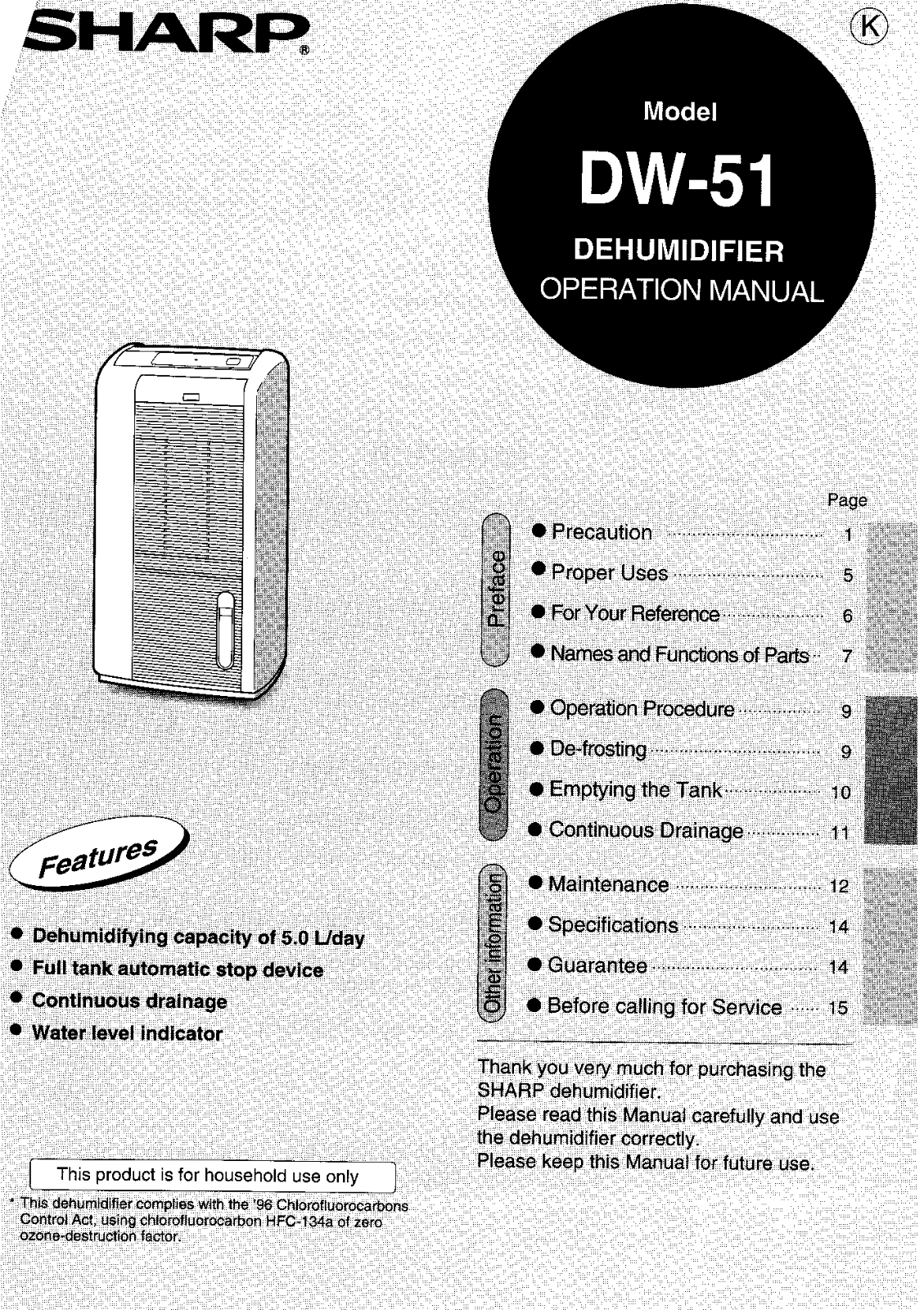 Sharp DW51H User Manual