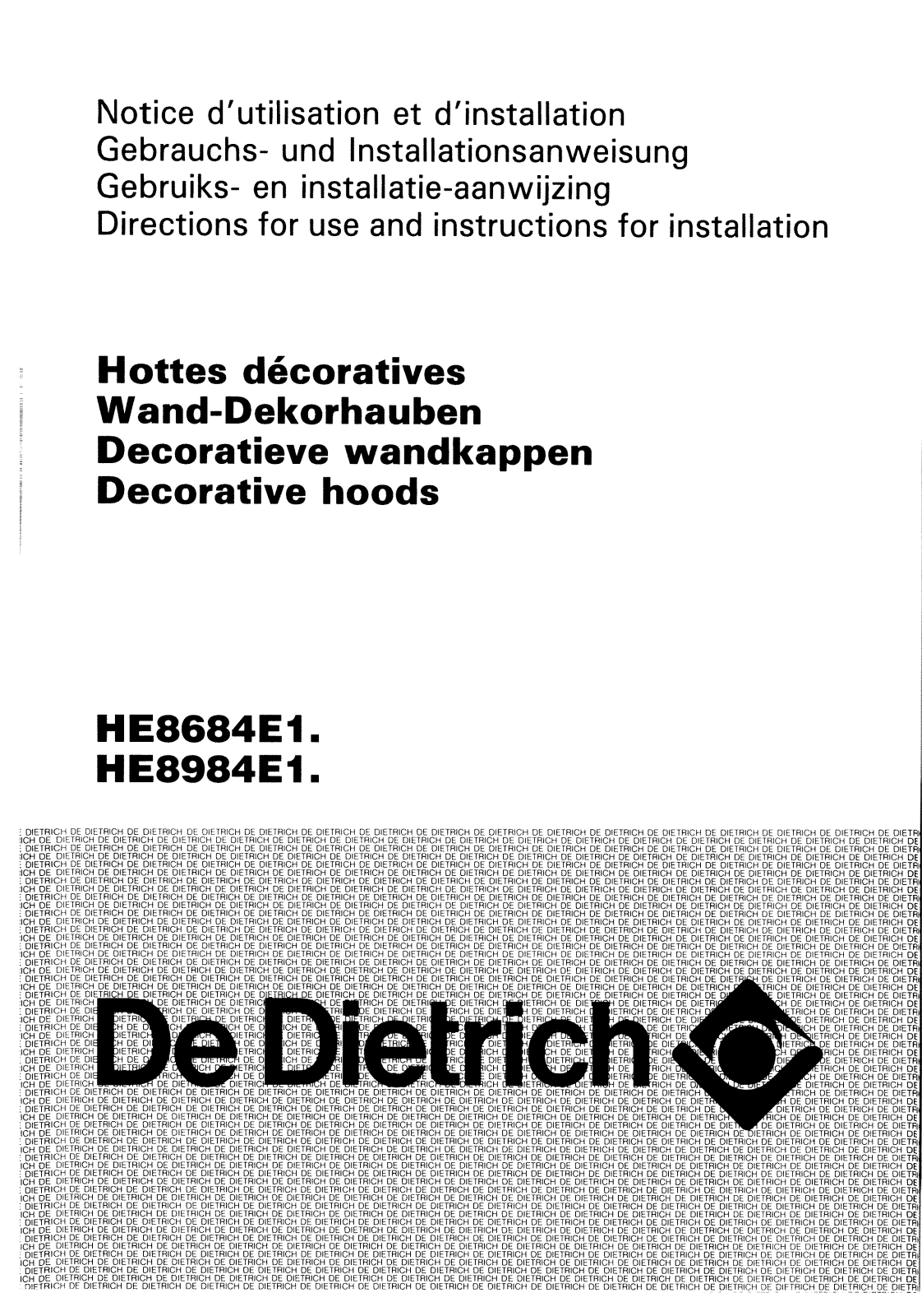 De dietrich HE8684E1, HE8984E1 User Manual