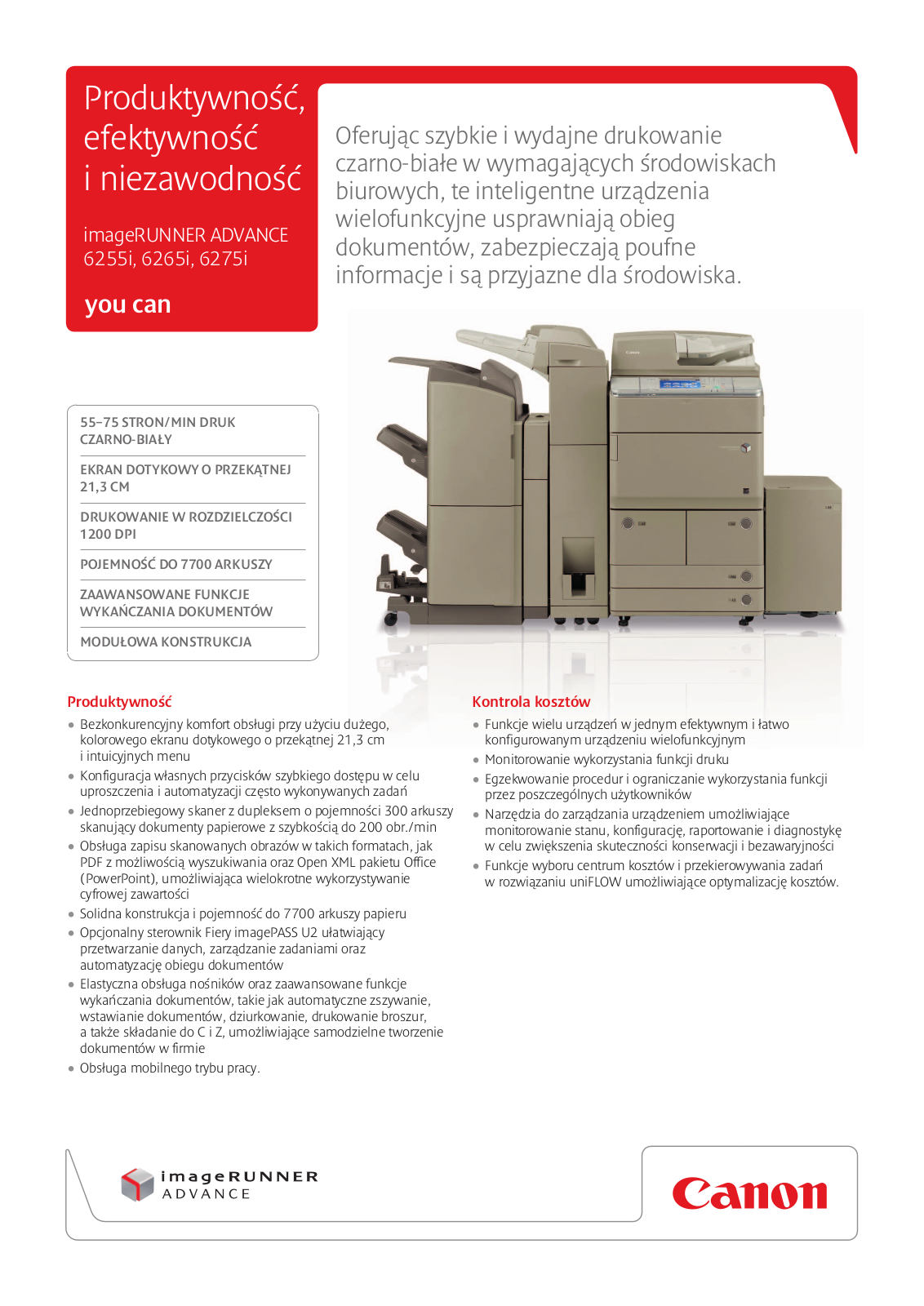 Canon imageRUNNER ADVANCE 6255i, imageRUNNER ADVANCE 6265i, imageRUNNER ADVANCE 6275i BROCHURE