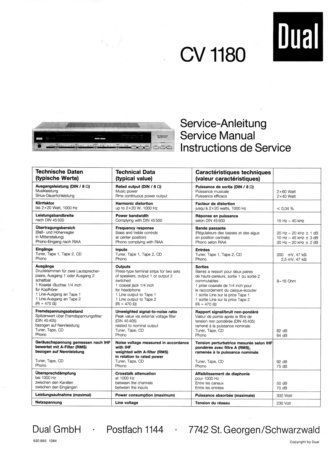 Dual CV-1180 Service manual