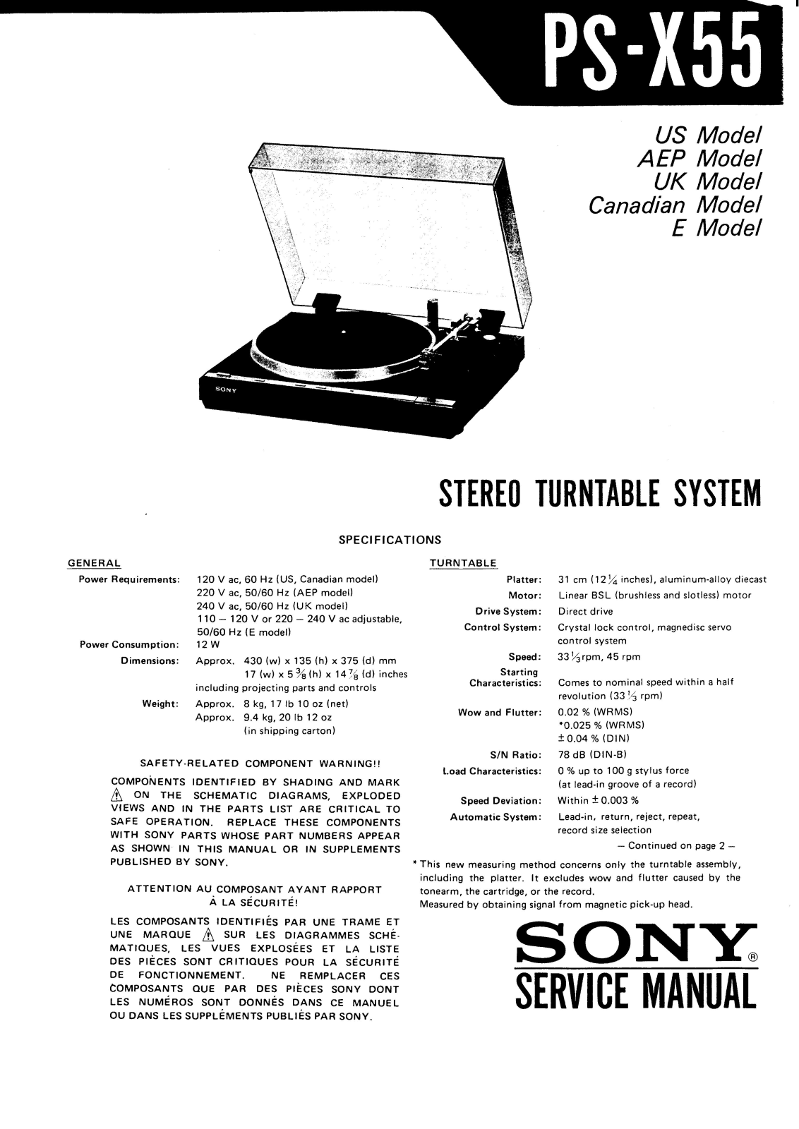 Sony PSX-55 Service manual