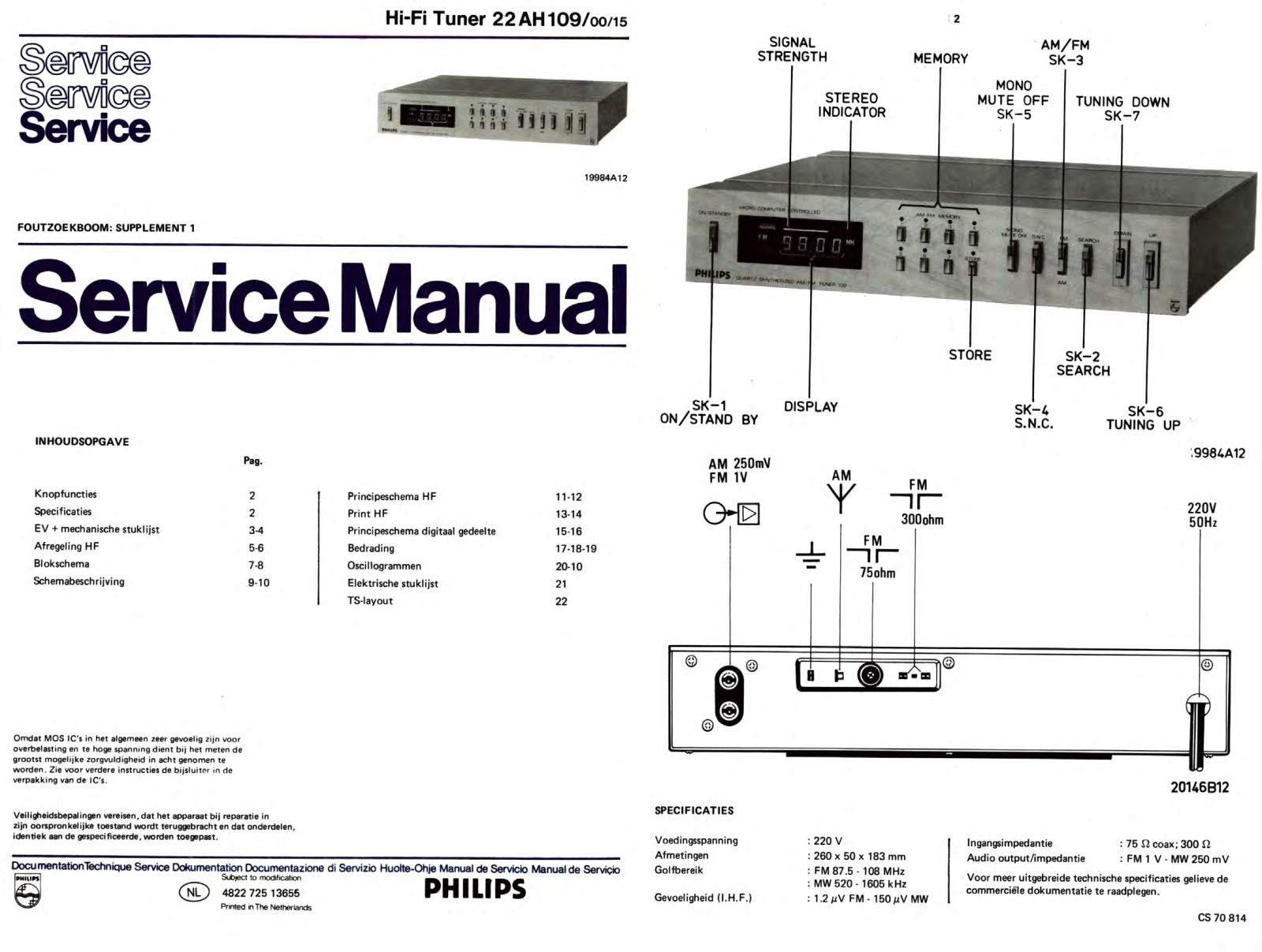 Philips 22-AH-109 Service Manual