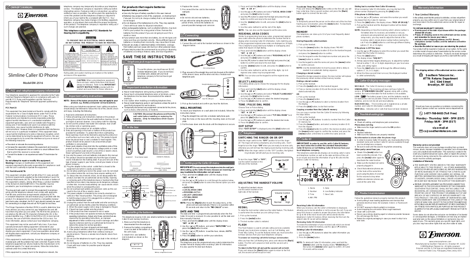 Emerson EM-2516 User Manual