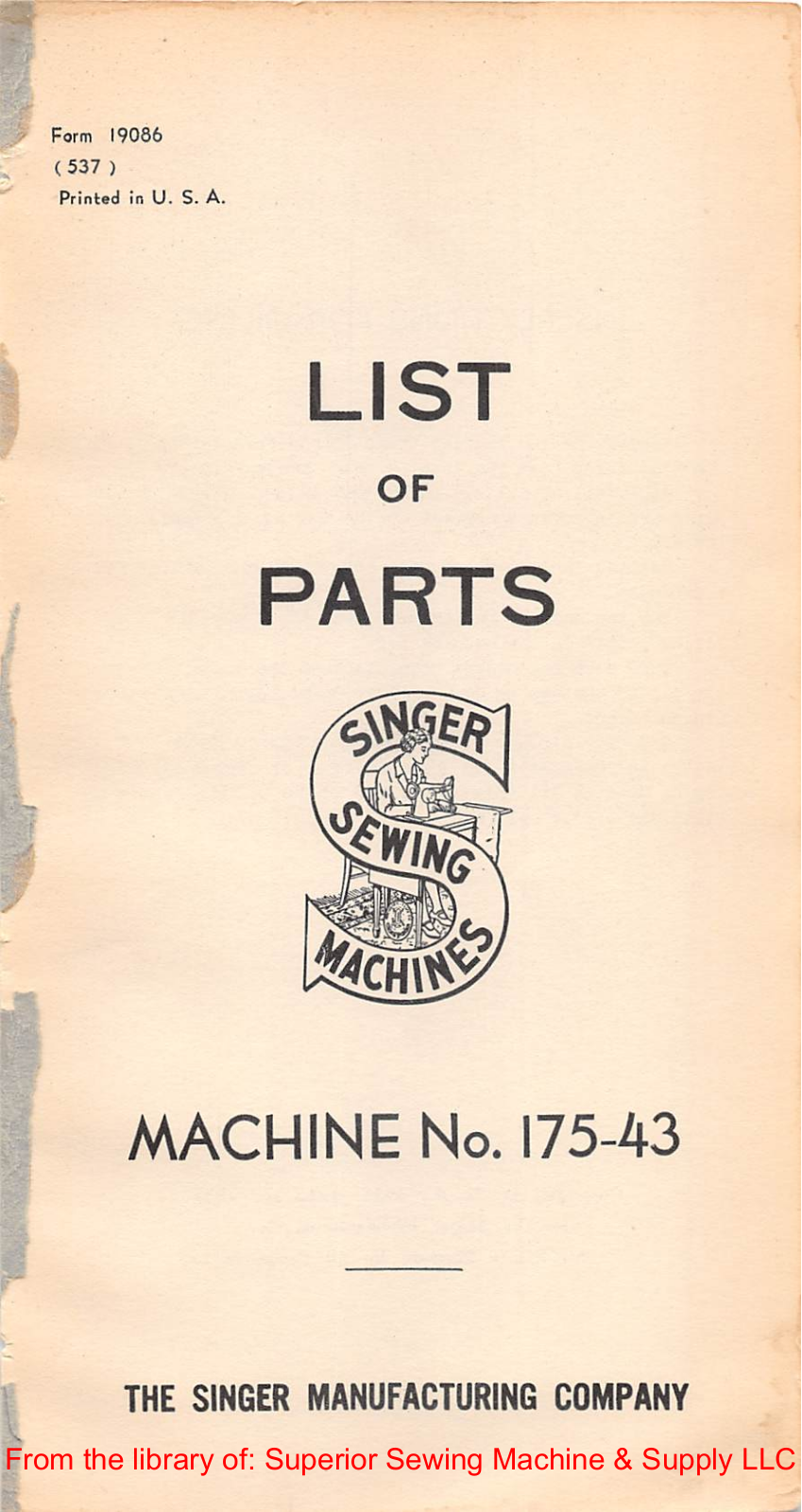Singer 175-43 User Manual - ManualMachine.com