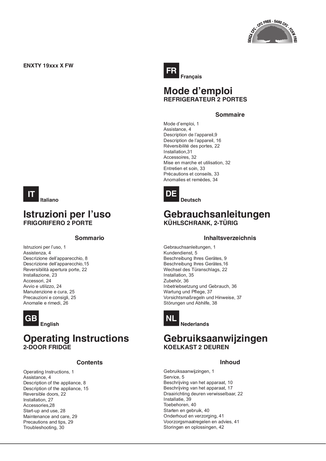 HOTPOINT/ARISTON ENXTY 19222 X FW 1 User Manual