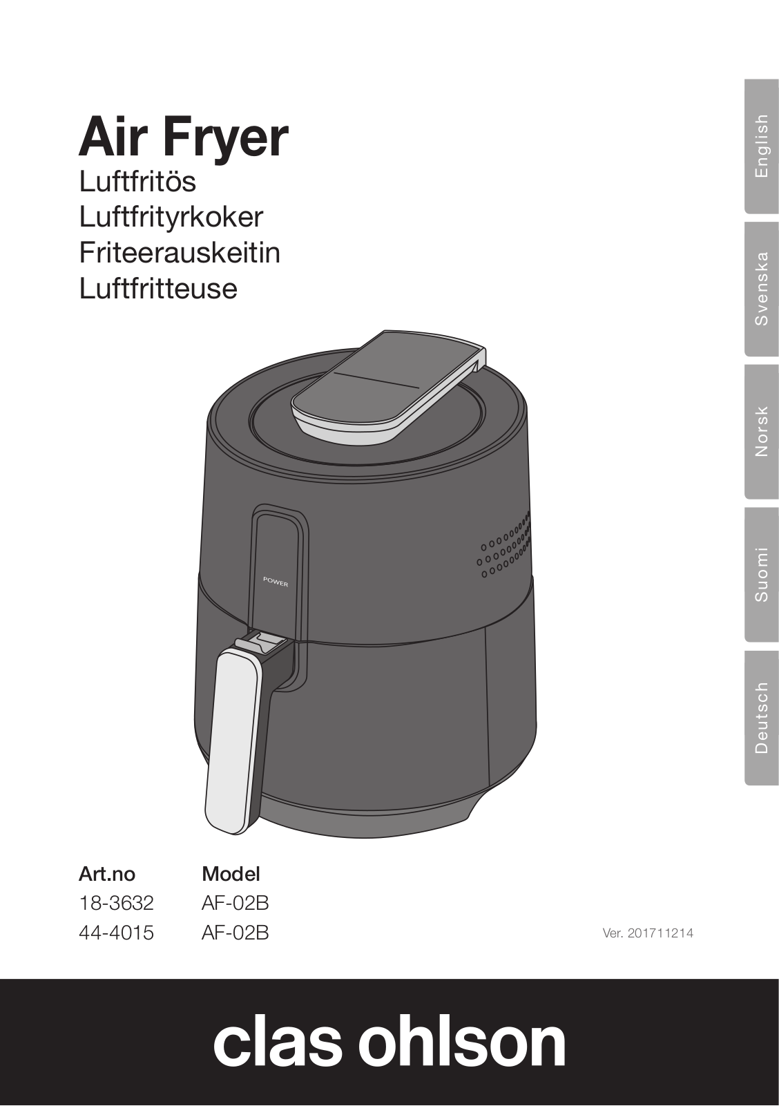 Clas Ohlson AF-02B, 44-4015, 18-3632 User Manual