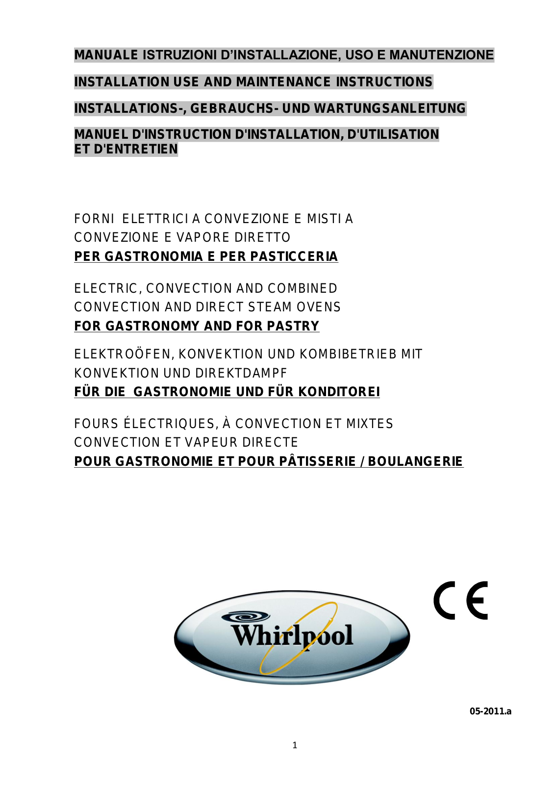 WHIRLPOOL AFO 604 User Manual