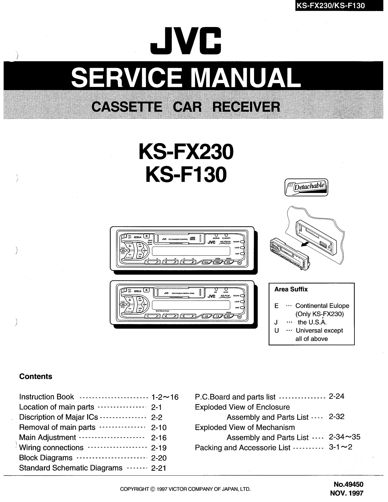 JVC KS-F130E, KS-F130J, KS-F130U, KS-FX230E, KS-FX230J Service Manual